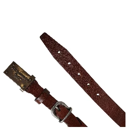 Men Brown Classic Leather Logo Buckle Belt