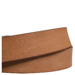 Men Brown Leather Classic Metal Buckle Belt