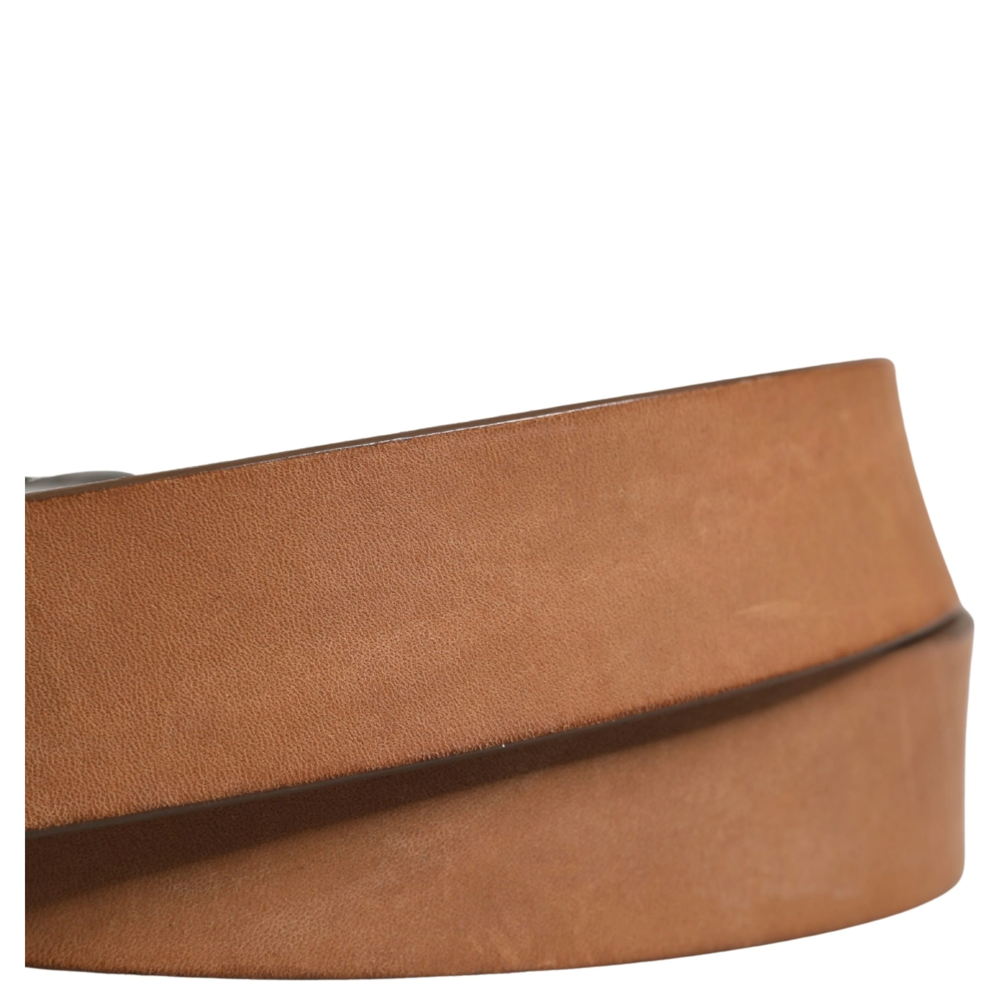 Men Brown Leather Classic Metal Buckle Belt