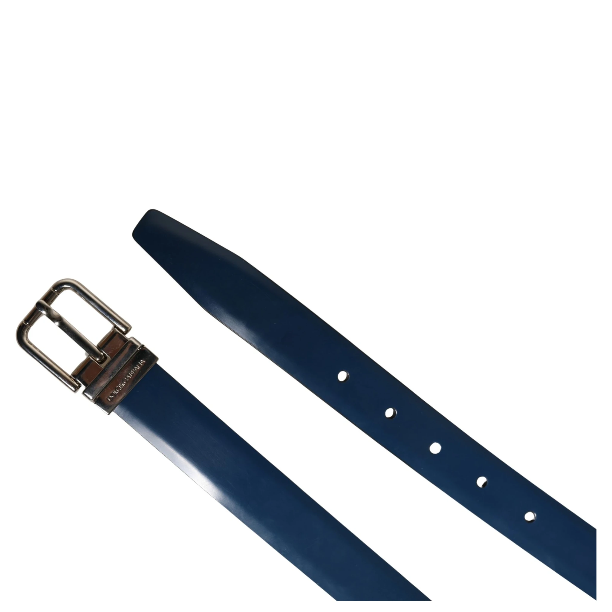 Men Blue Classic Leather Metal Buckle Belt