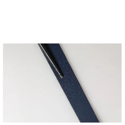Blue Calfskin Leather Logo Metal Buckle Belt