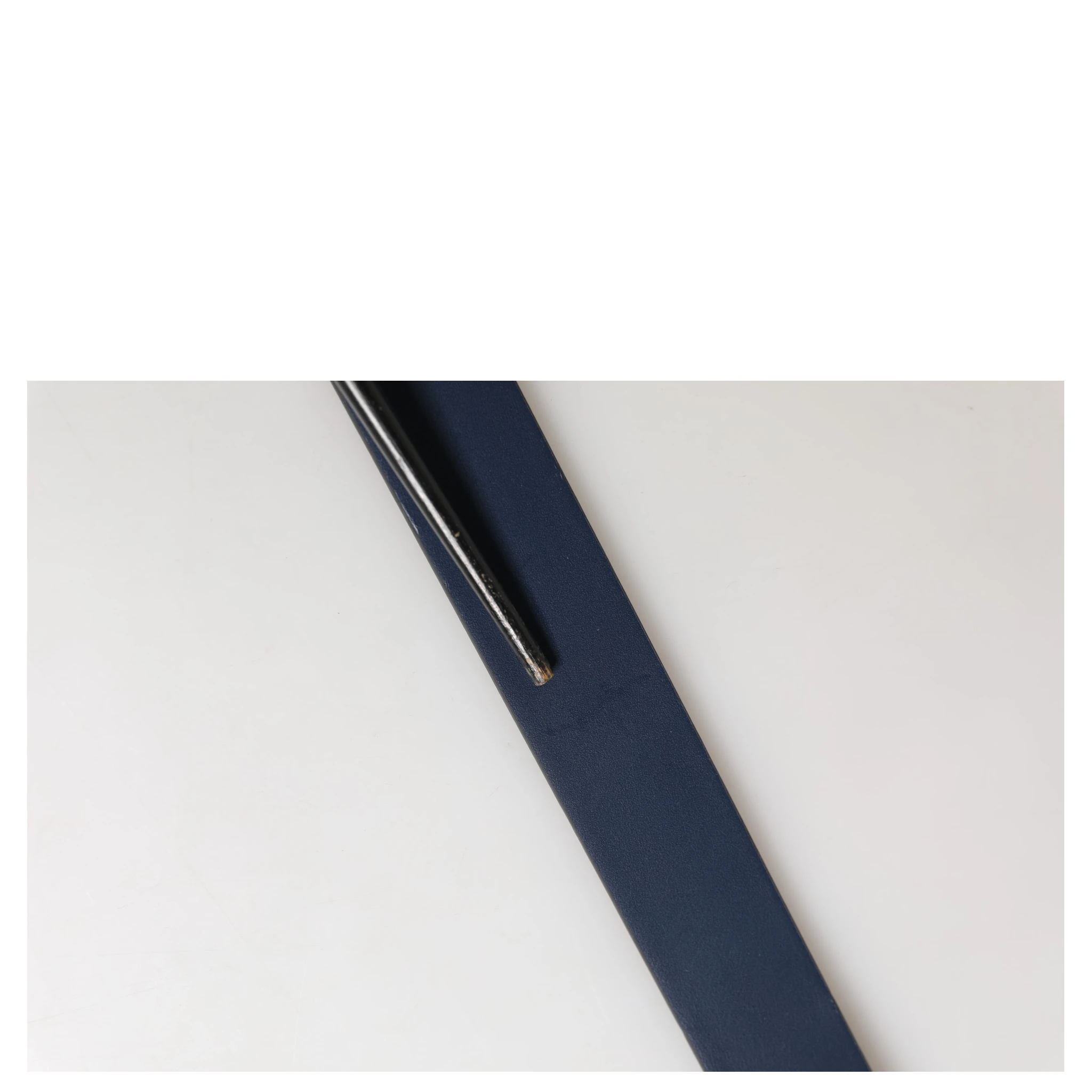 Blue Calfskin Leather Logo Metal Buckle Belt