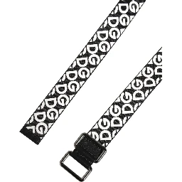 White Black Logo Leather Metal Buckle Belt