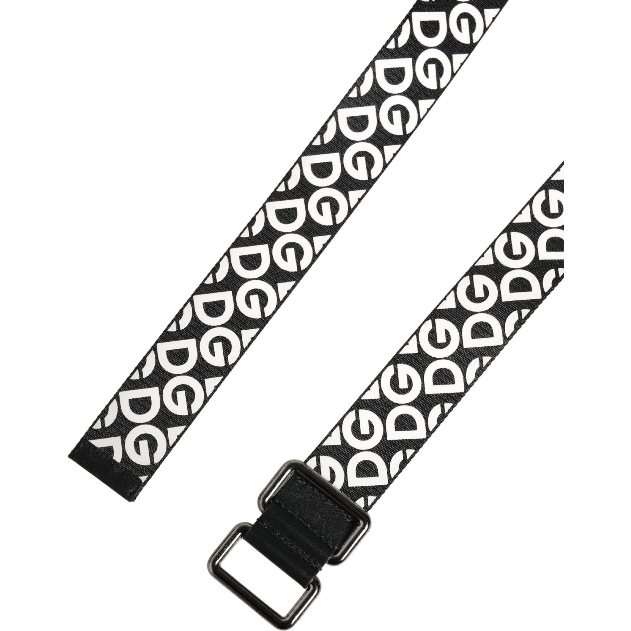 White Black Logo Leather Metal Buckle Belt