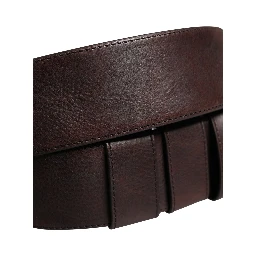 Men Brown Calfskin Leather Metal Buckle Belt