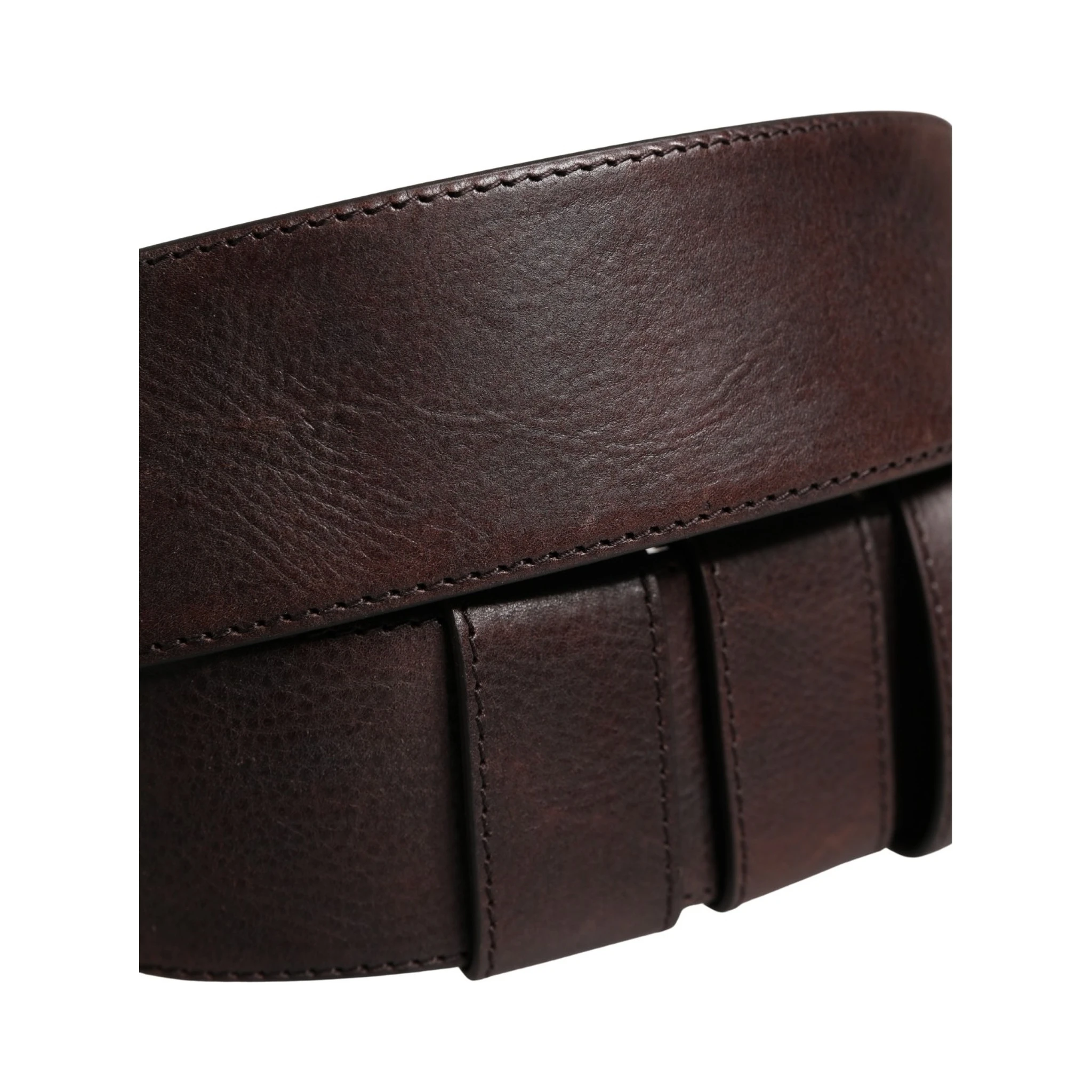 Men Brown Calfskin Leather Metal Buckle Belt