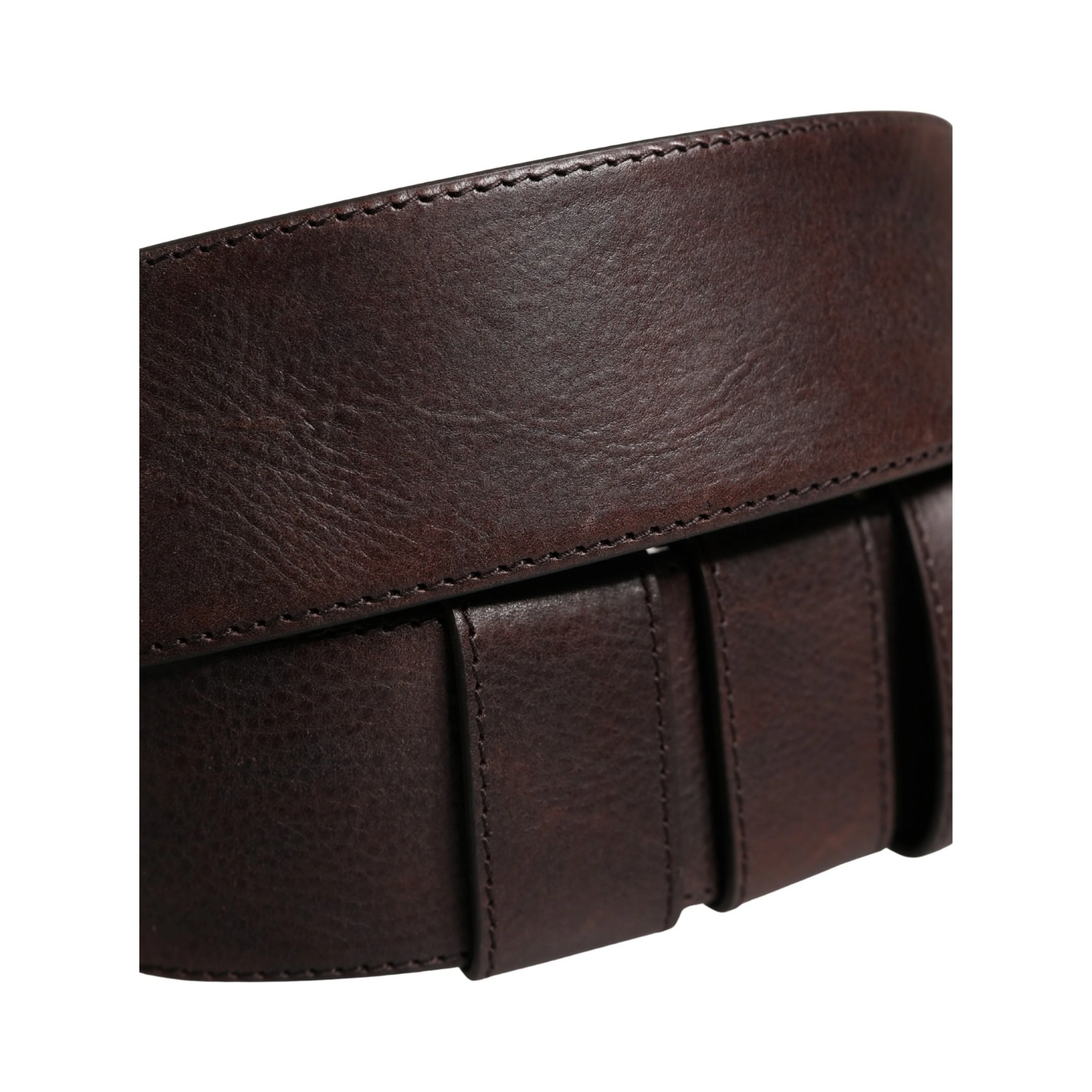 Men Brown Calfskin Leather Metal Buckle Belt
