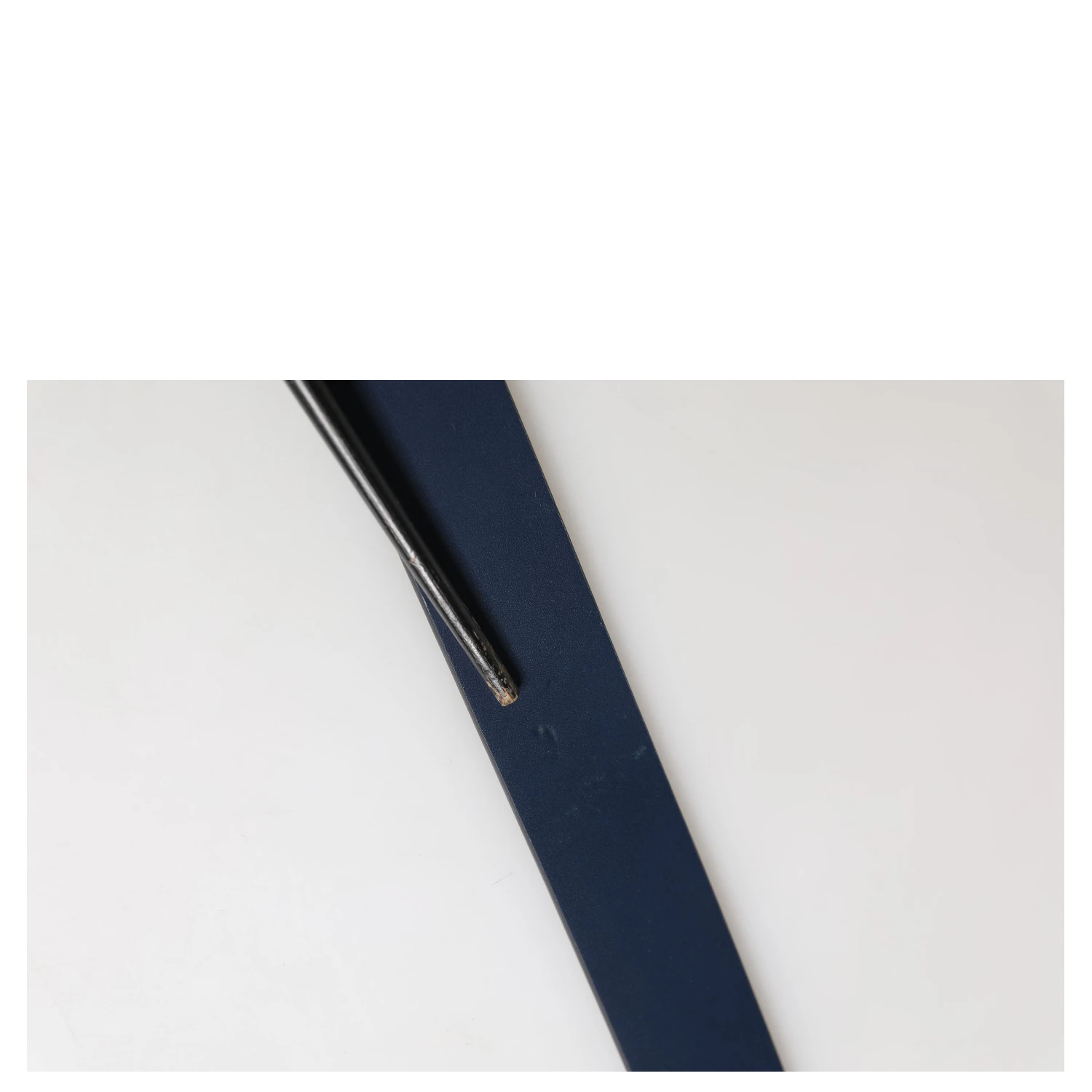 Men Blue Calf Leather Logo Metal Buckle Belt