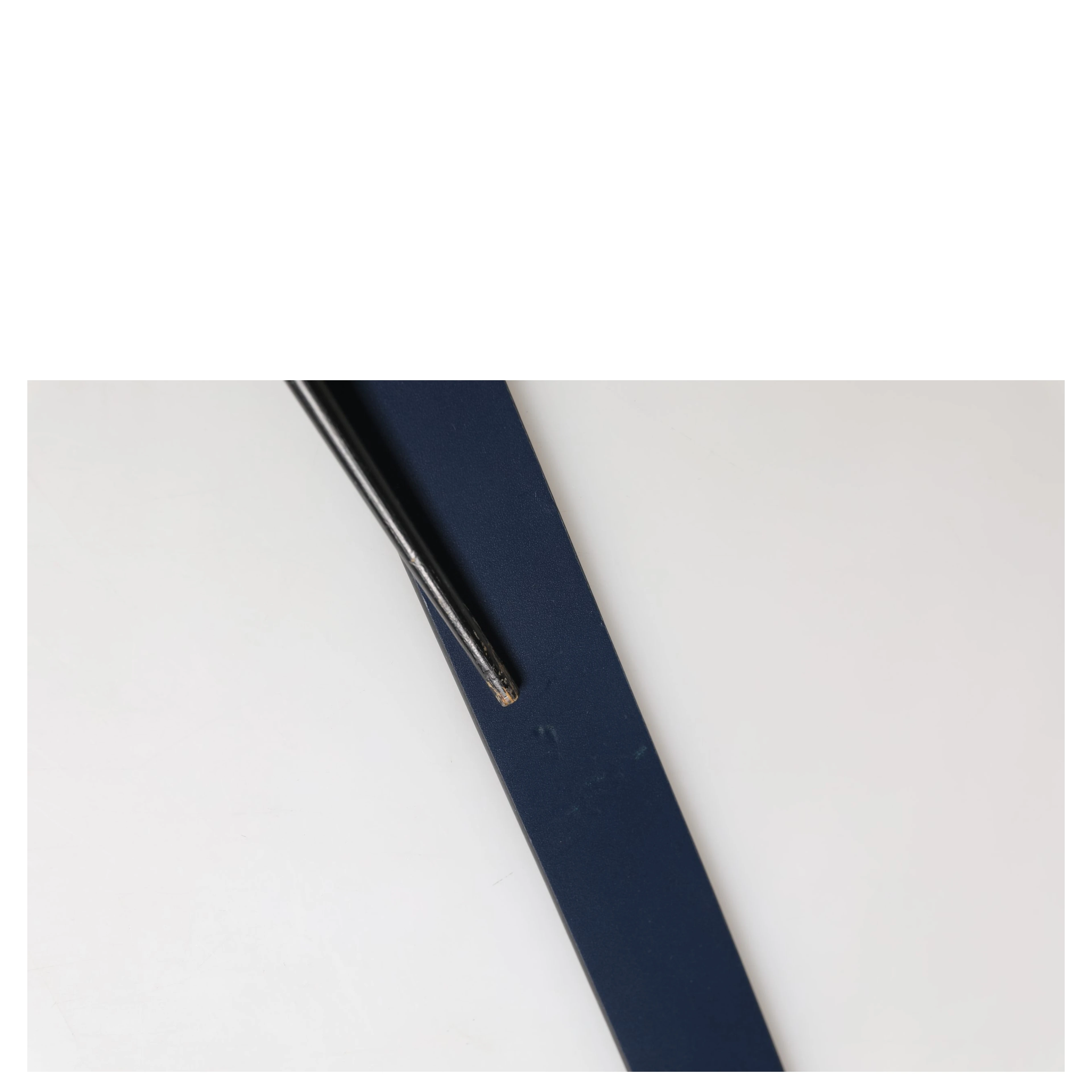 Men Blue Calf Leather Logo Metal Buckle Belt