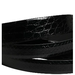 Men Black Exotic Leather Double Strap Belt