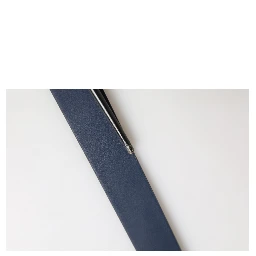 Blue Calfskin Leather Logo Metal Buckle Belt