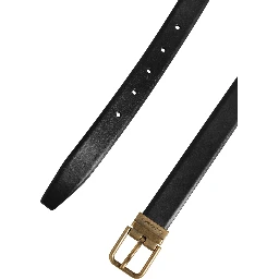 Men Black Classic Leather Metal Buckle Belt