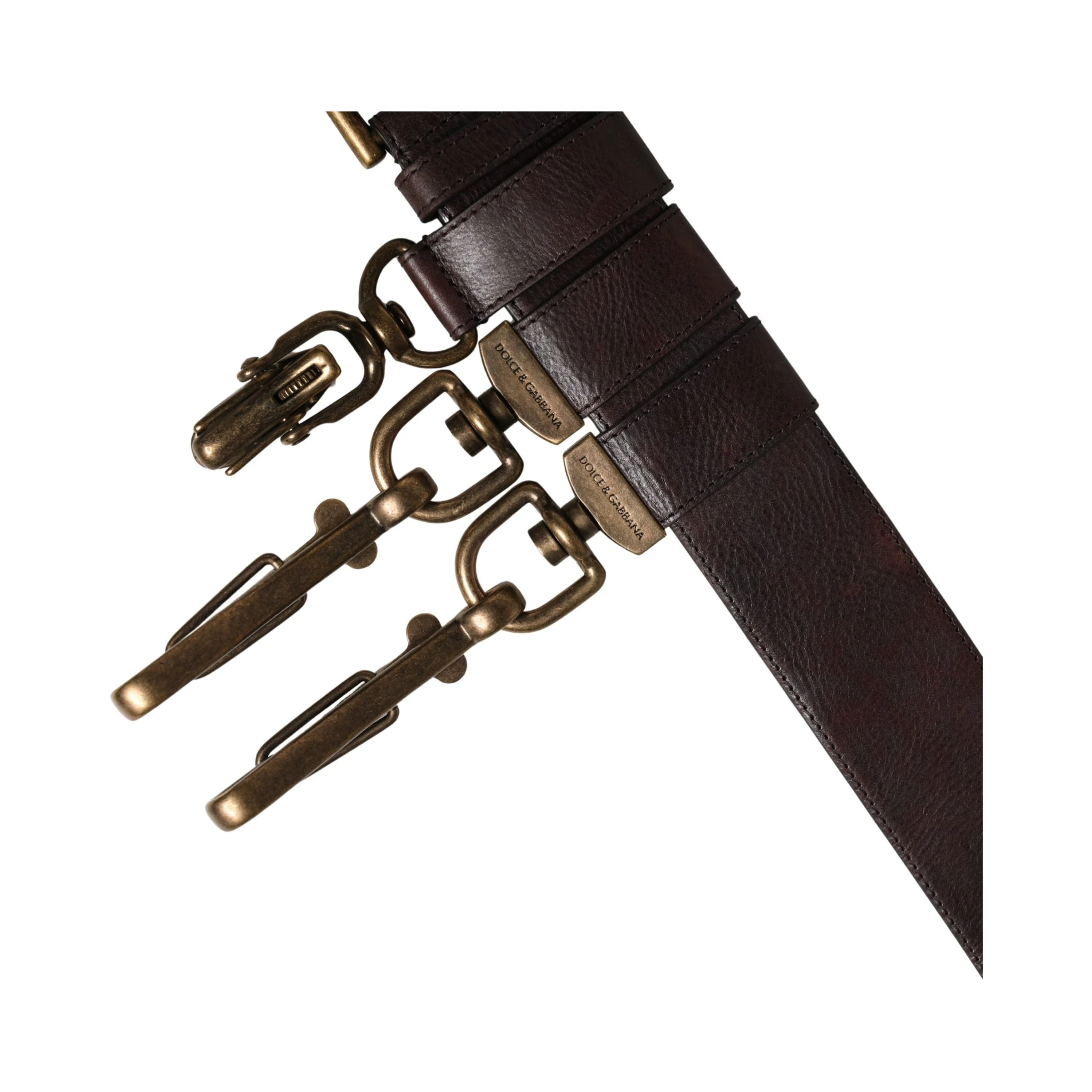 Men Brown Calfskin Leather Metal Buckle Belt