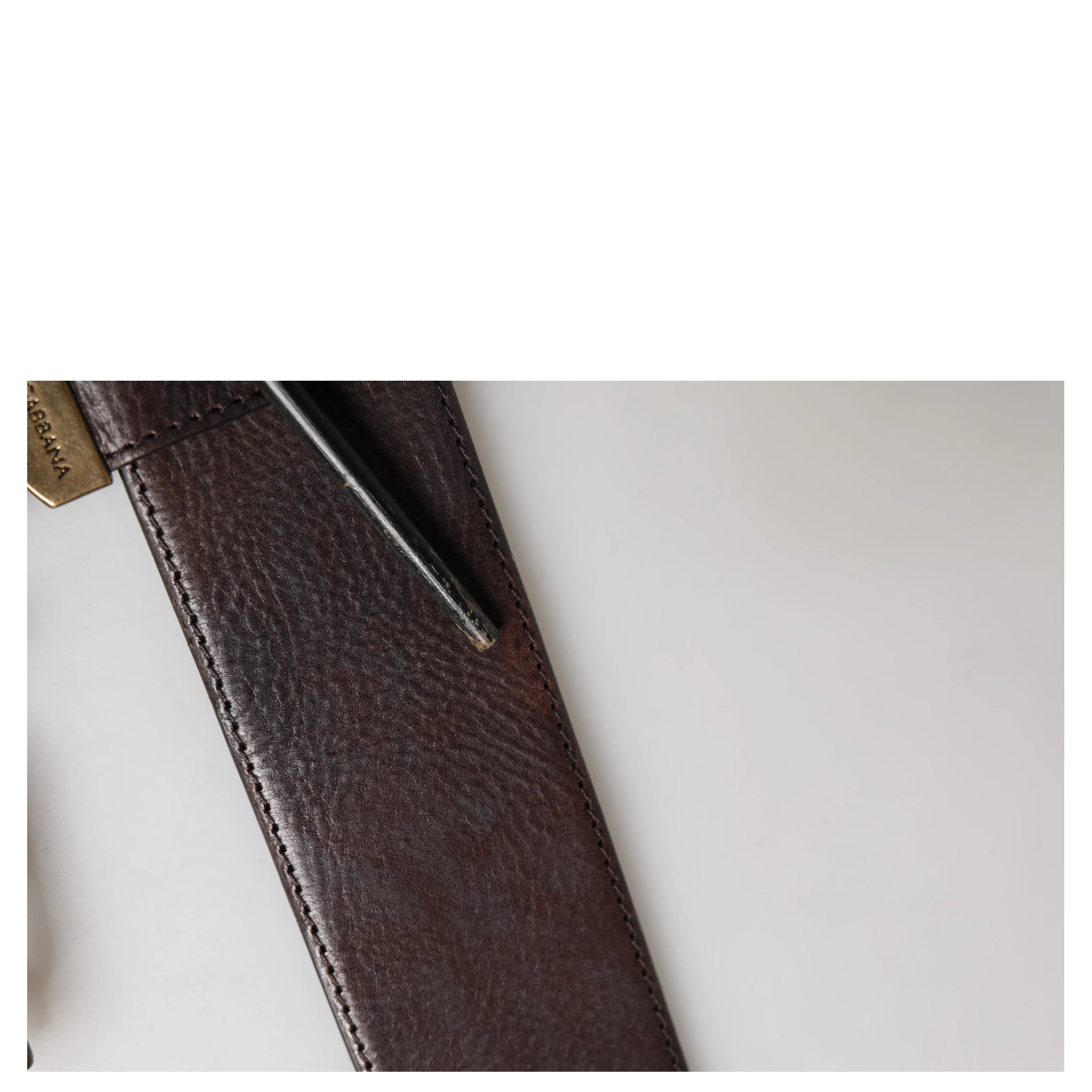 Men Brown Calfskin Leather Metal Buckle Belt
