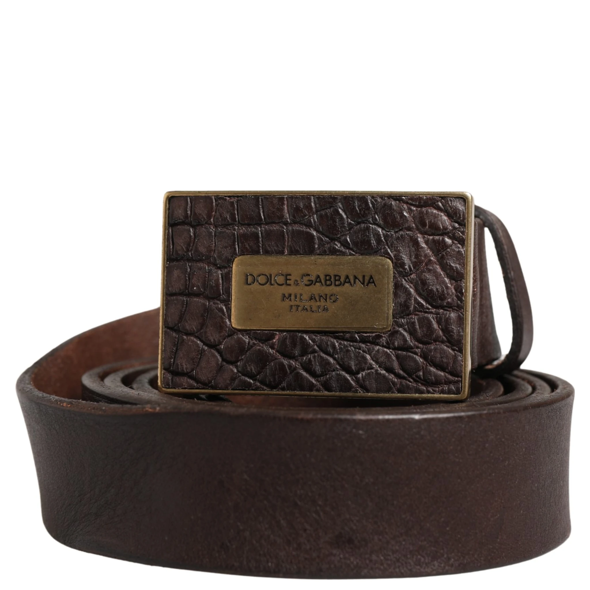 Men Brown Leather Logo Metal Buckle Belt