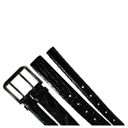 Men Black Exotic Leather Double Strap Belt