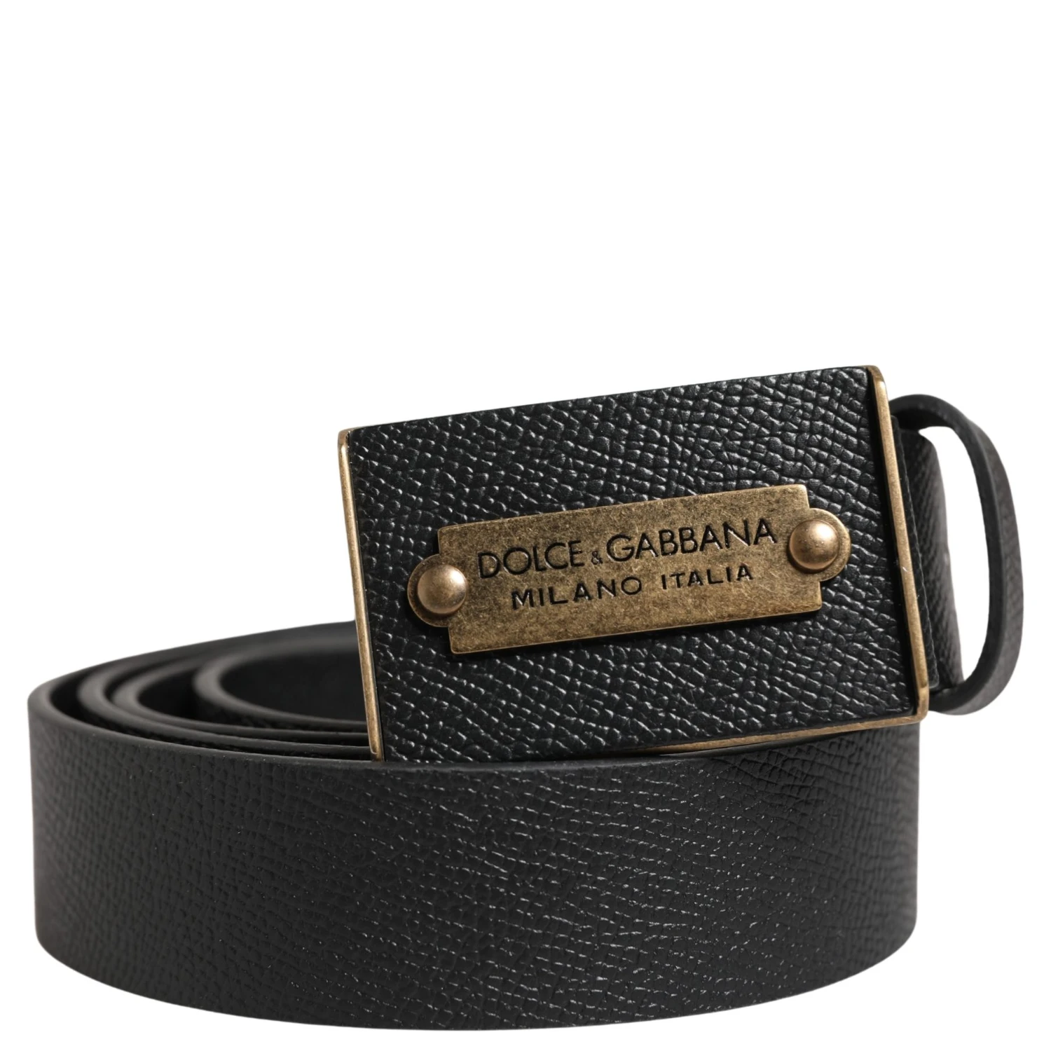 Men Black Calf Leather Metal Buckle Belt