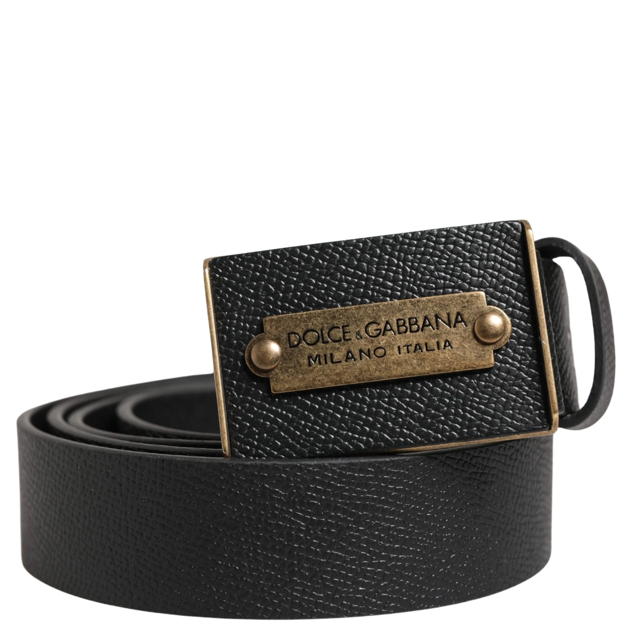 Men Black Calf Leather Metal Buckle Belt