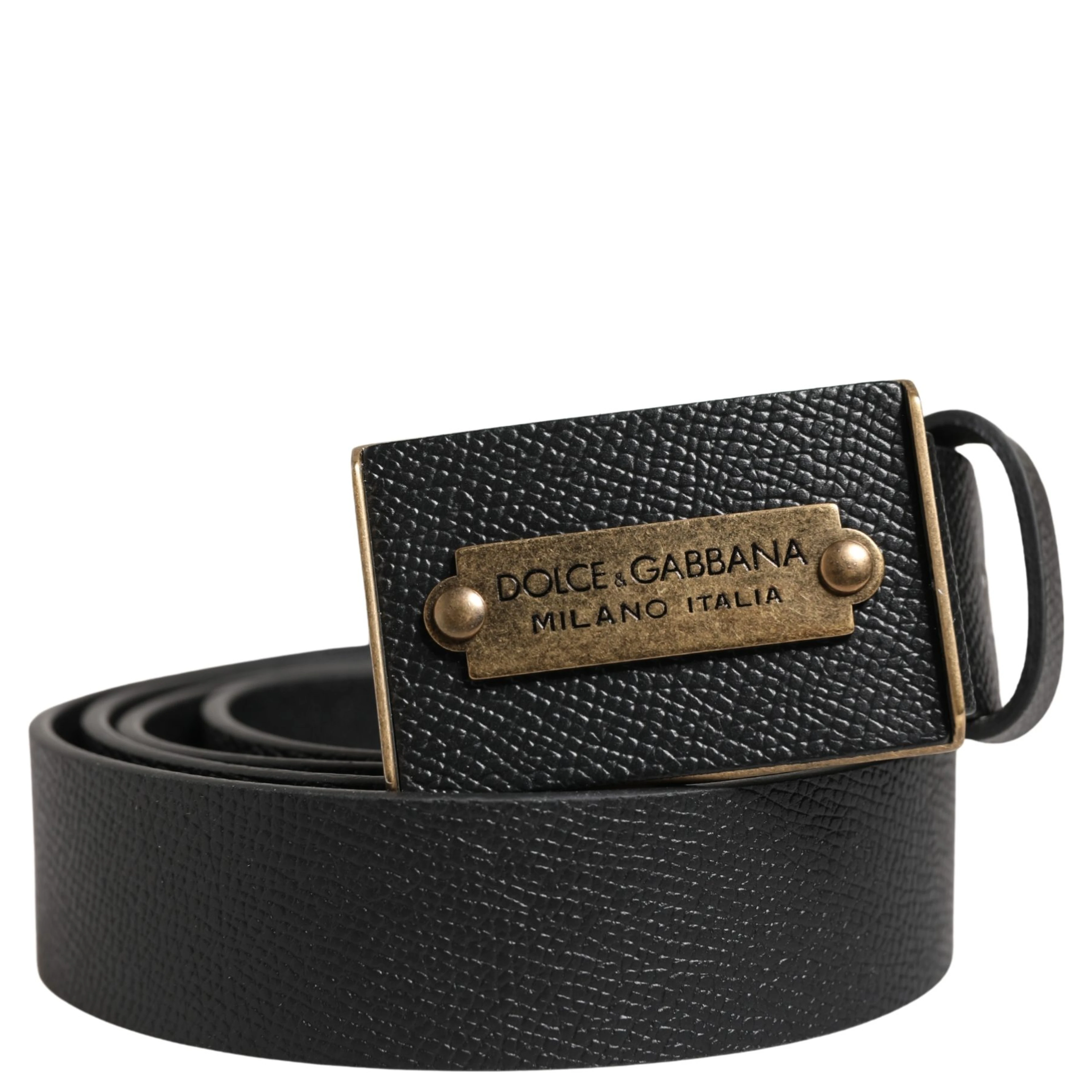 Men Black Calf Leather Metal Buckle Belt