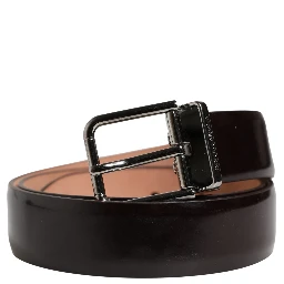 Men Black Calfskin Leather Metal Buckle Belt