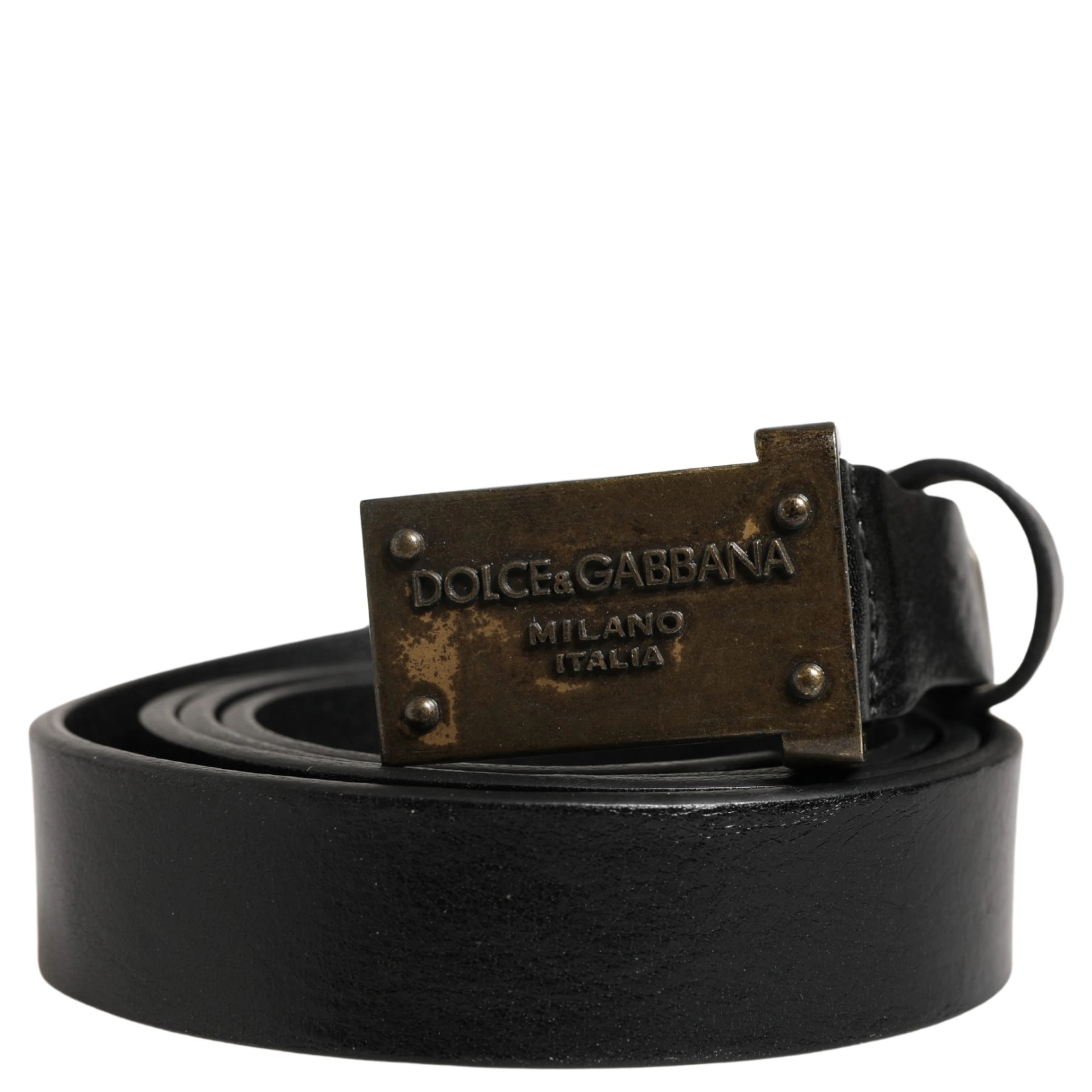 Men Black Classic Leather Logo Buckle Belt