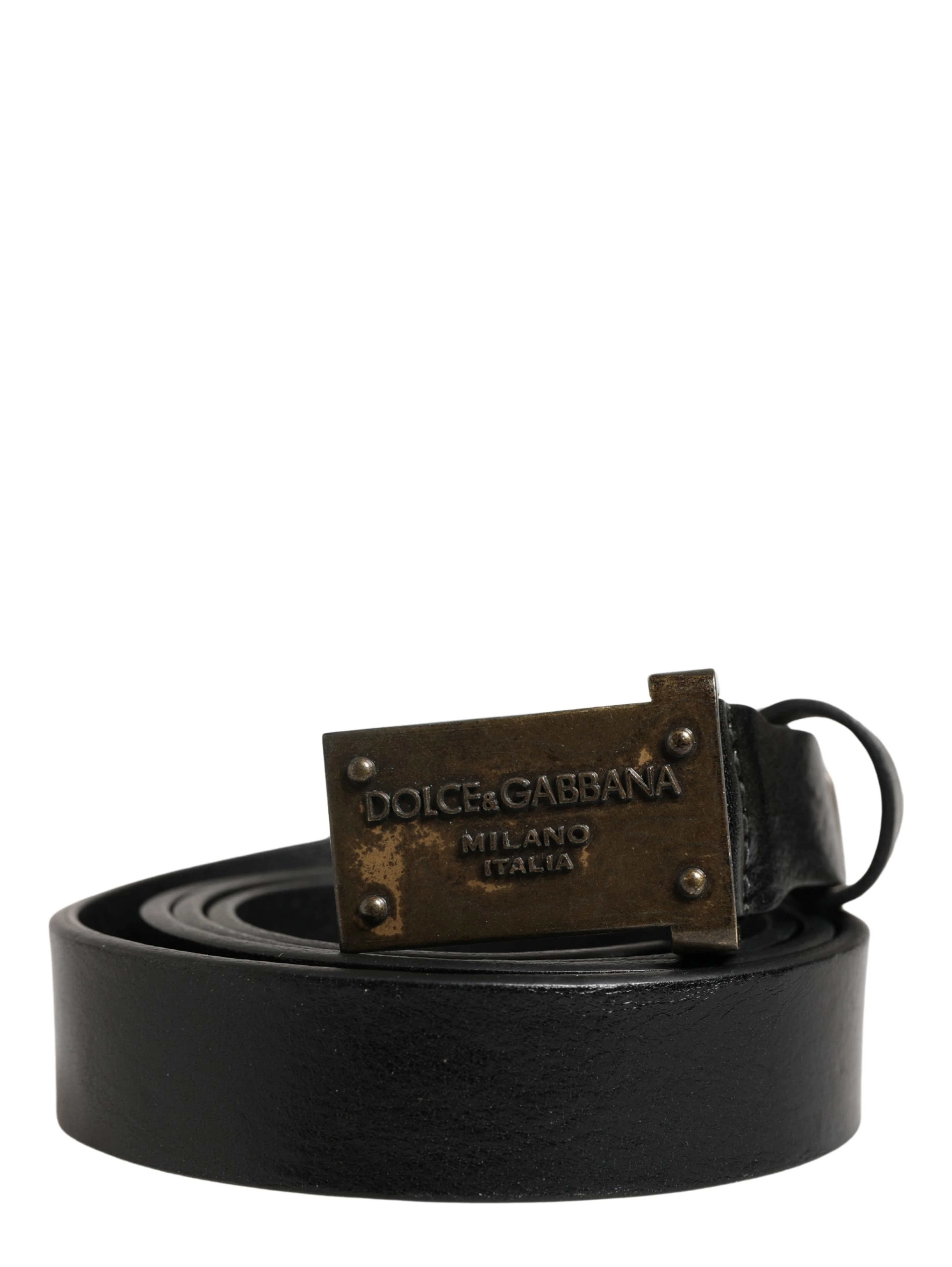 Men Black Classic Leather Logo Buckle Belt