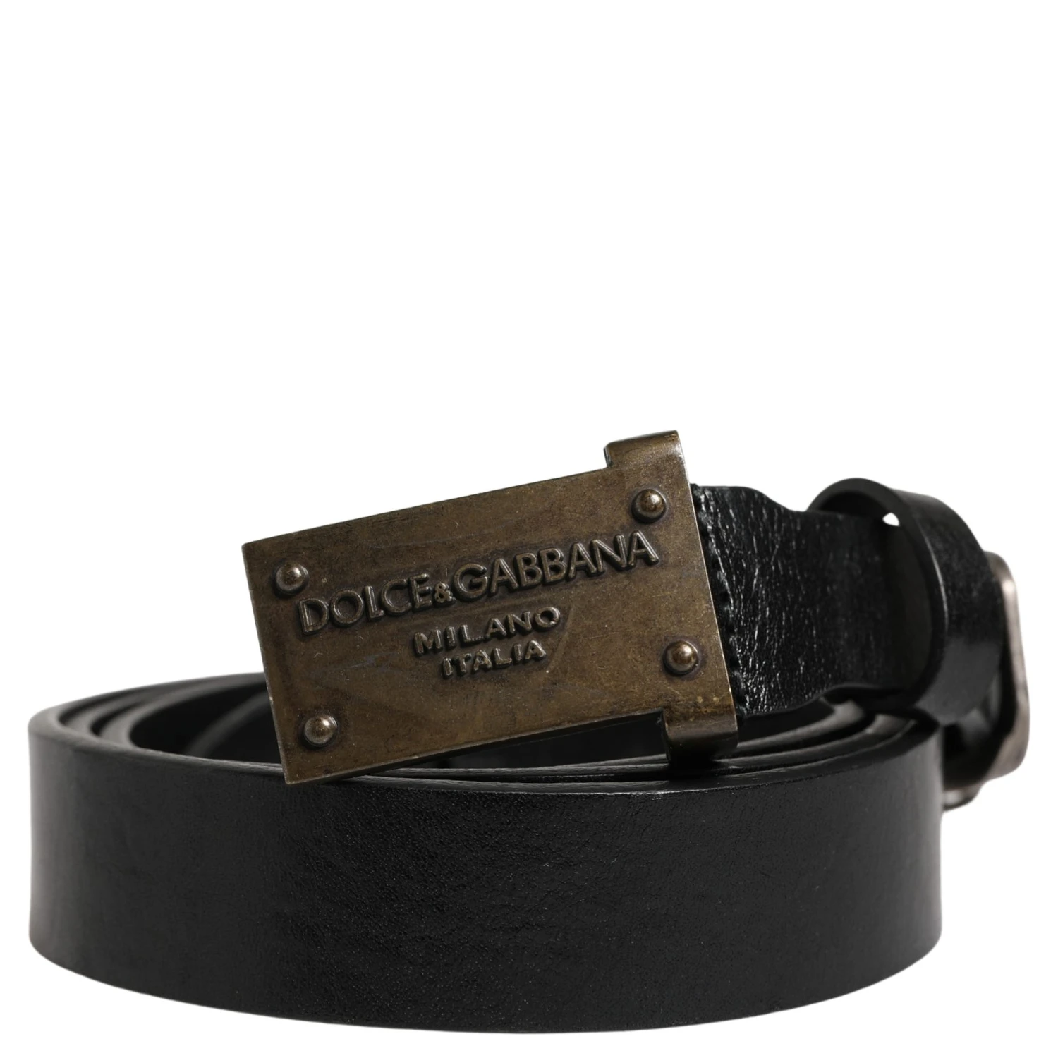 Men Black Classic Leather Logo Buckle Belt