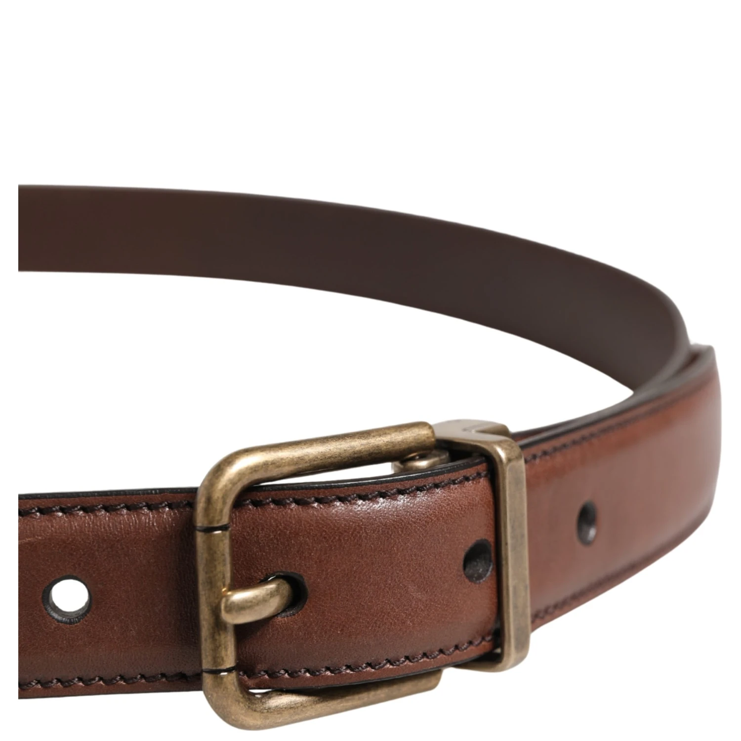 Men Brown Classic Leather Metal Buckle Belt