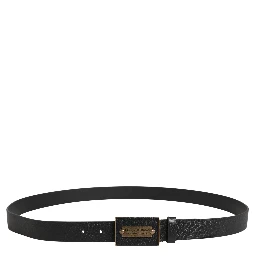 Men Black Calf Leather Metal Buckle Belt