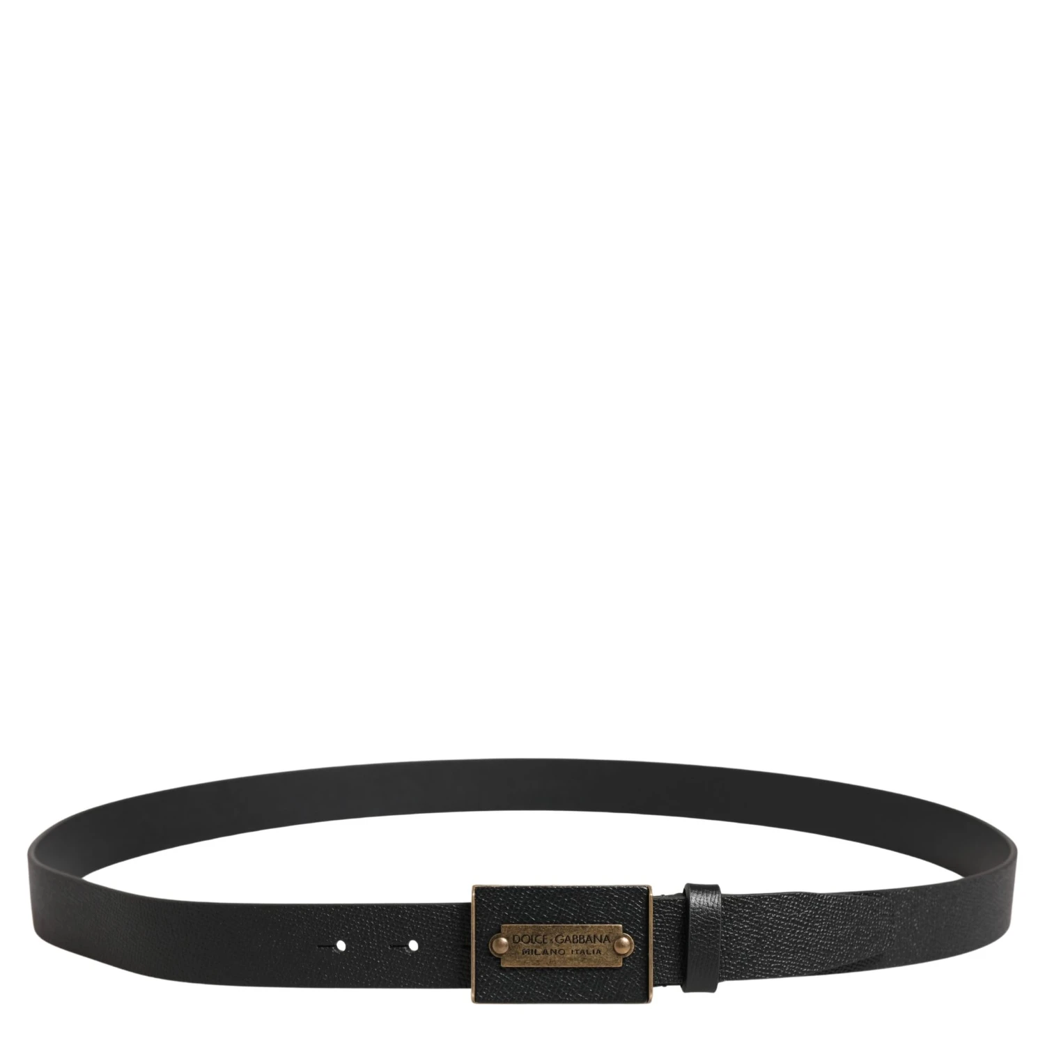 Men Black Calf Leather Metal Buckle Belt