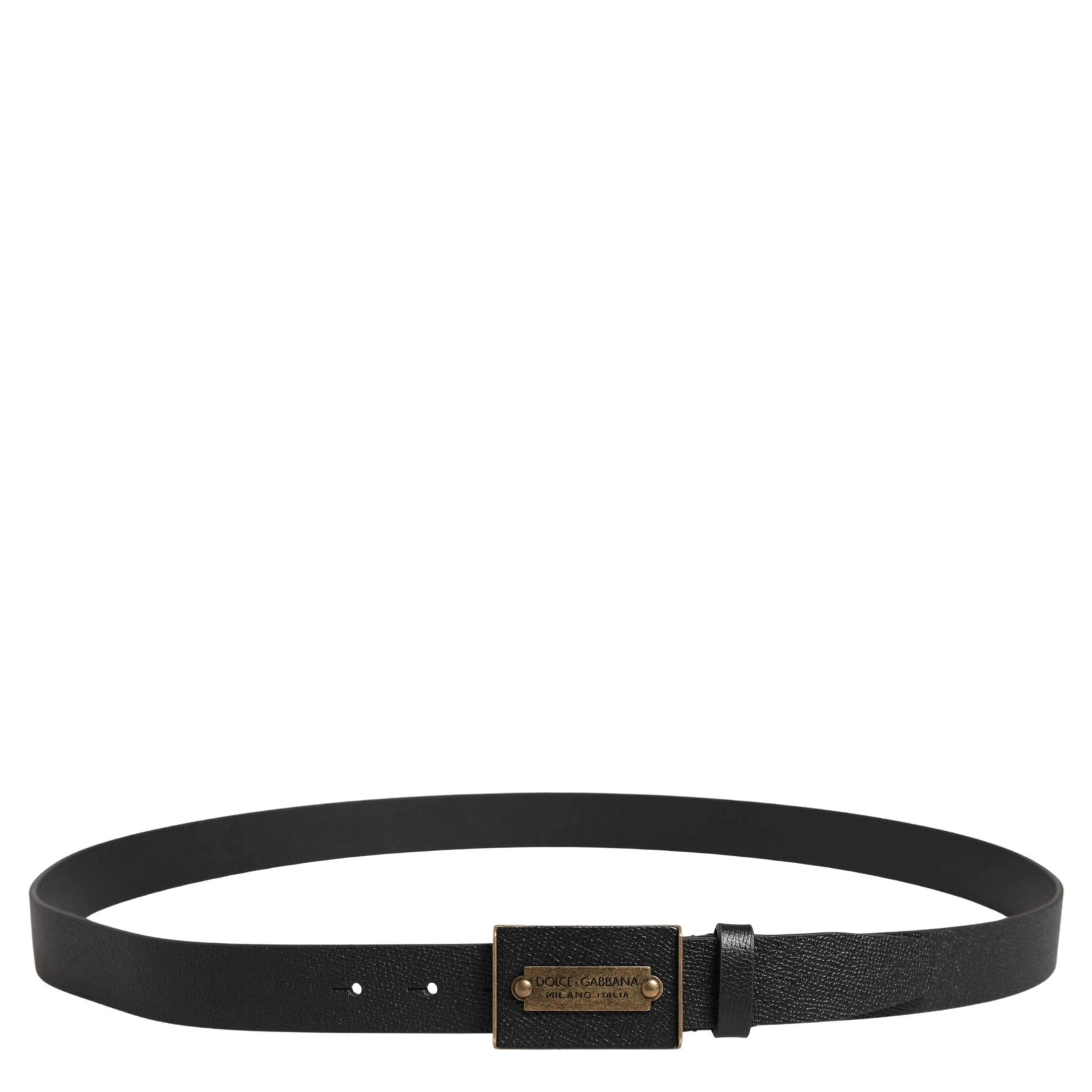 Men Black Calf Leather Metal Buckle Belt