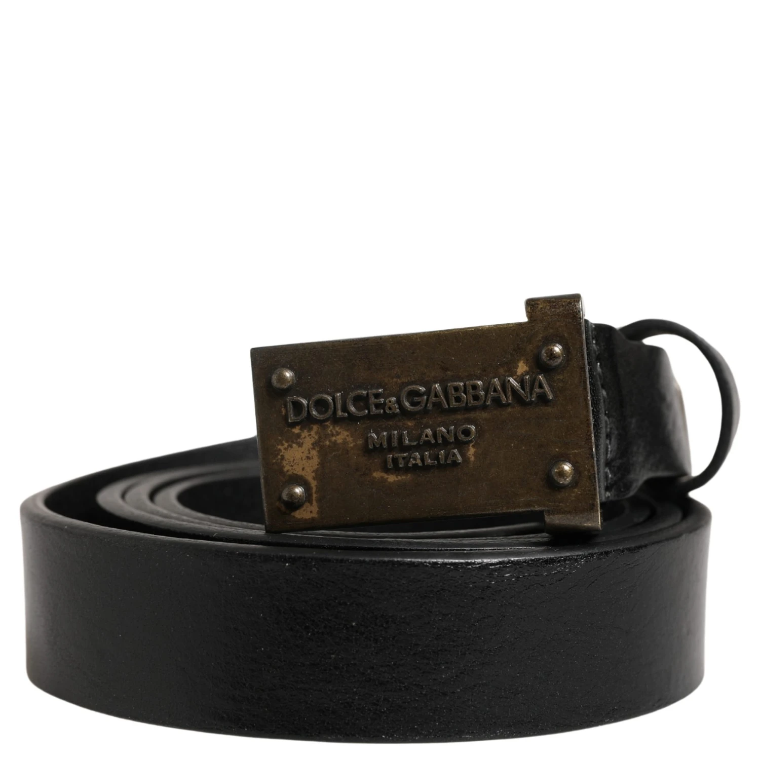 Men Black Classic Leather Logo Buckle Belt