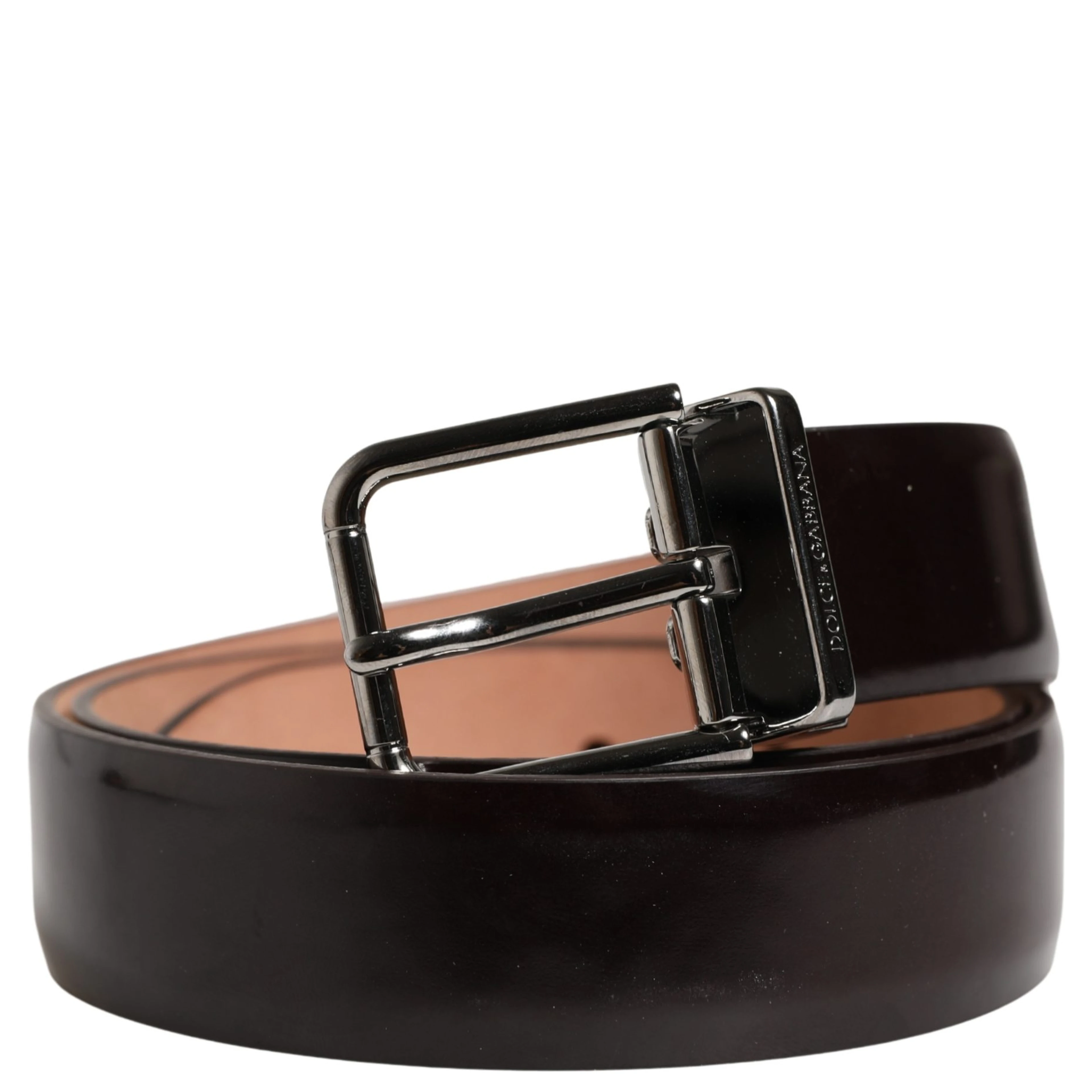 Men Black Calfskin Leather Metal Buckle Belt
