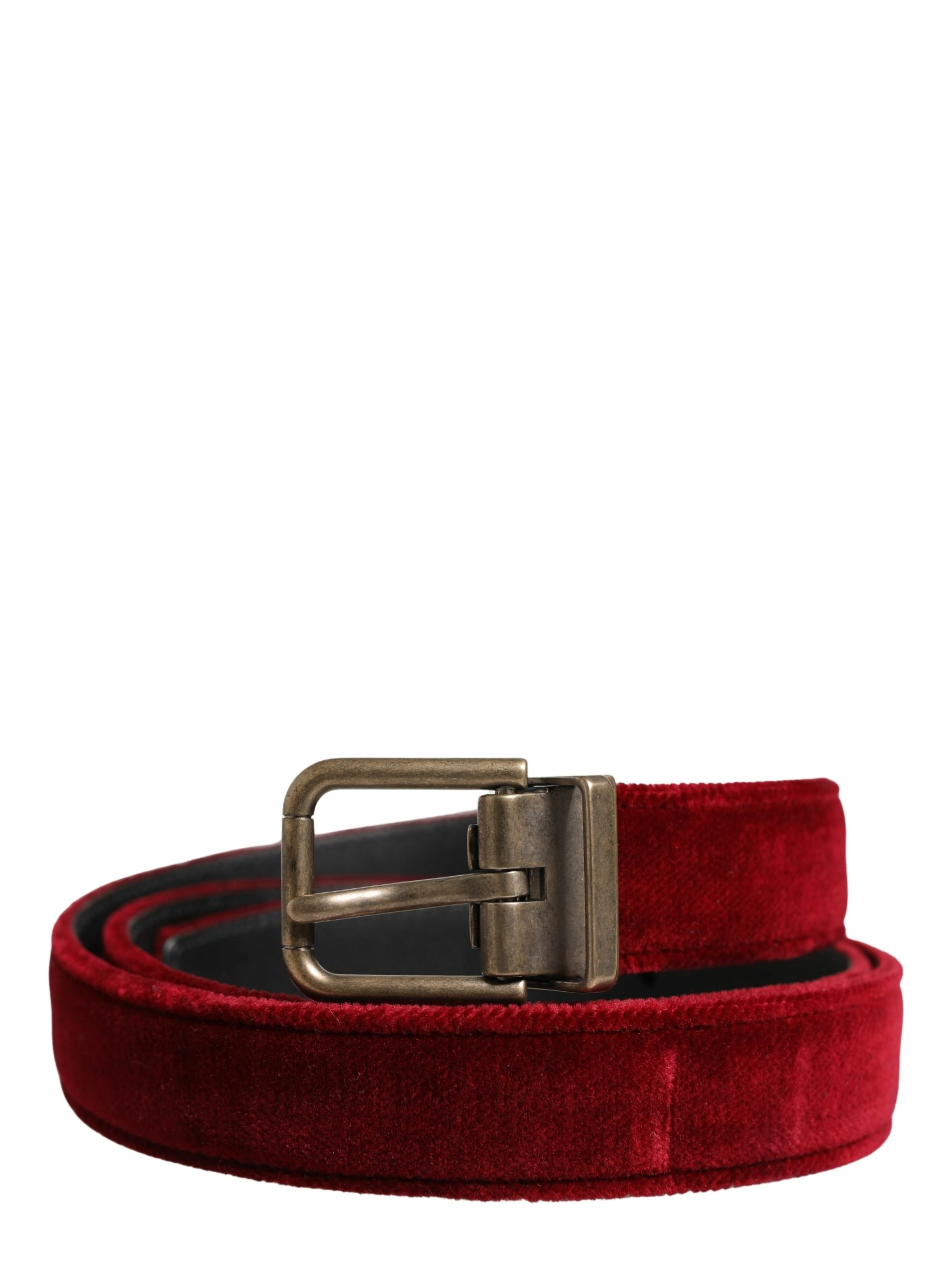 Men Burgundy Velvet Cotton Metal Buckle Belt