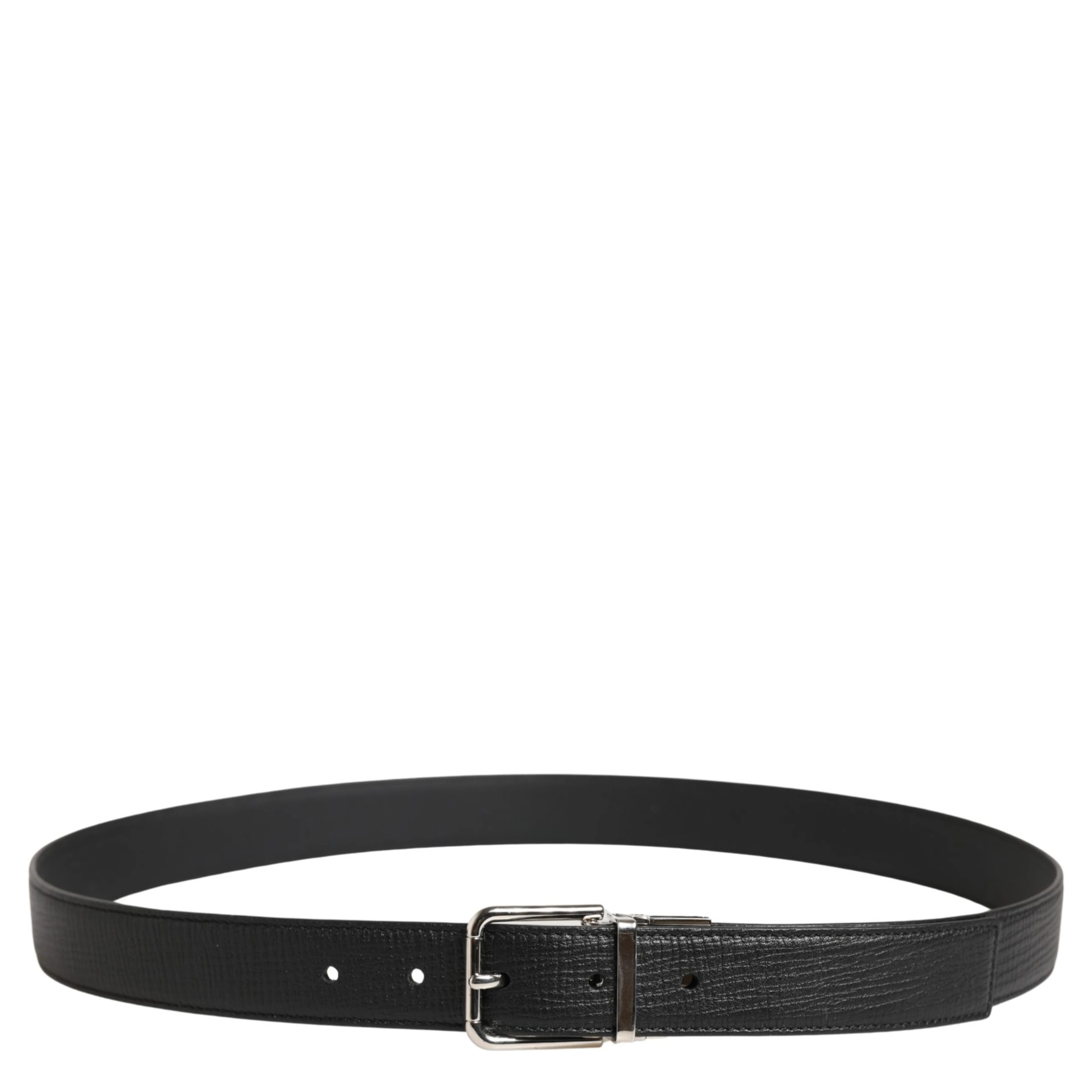 Men Black Classic Leather Metal Buckle Belt