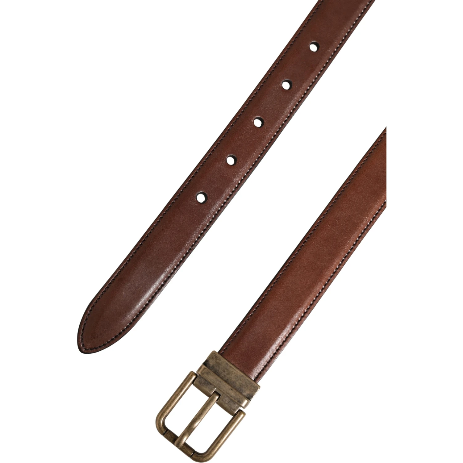 Men Brown Classic Leather Metal Buckle Belt