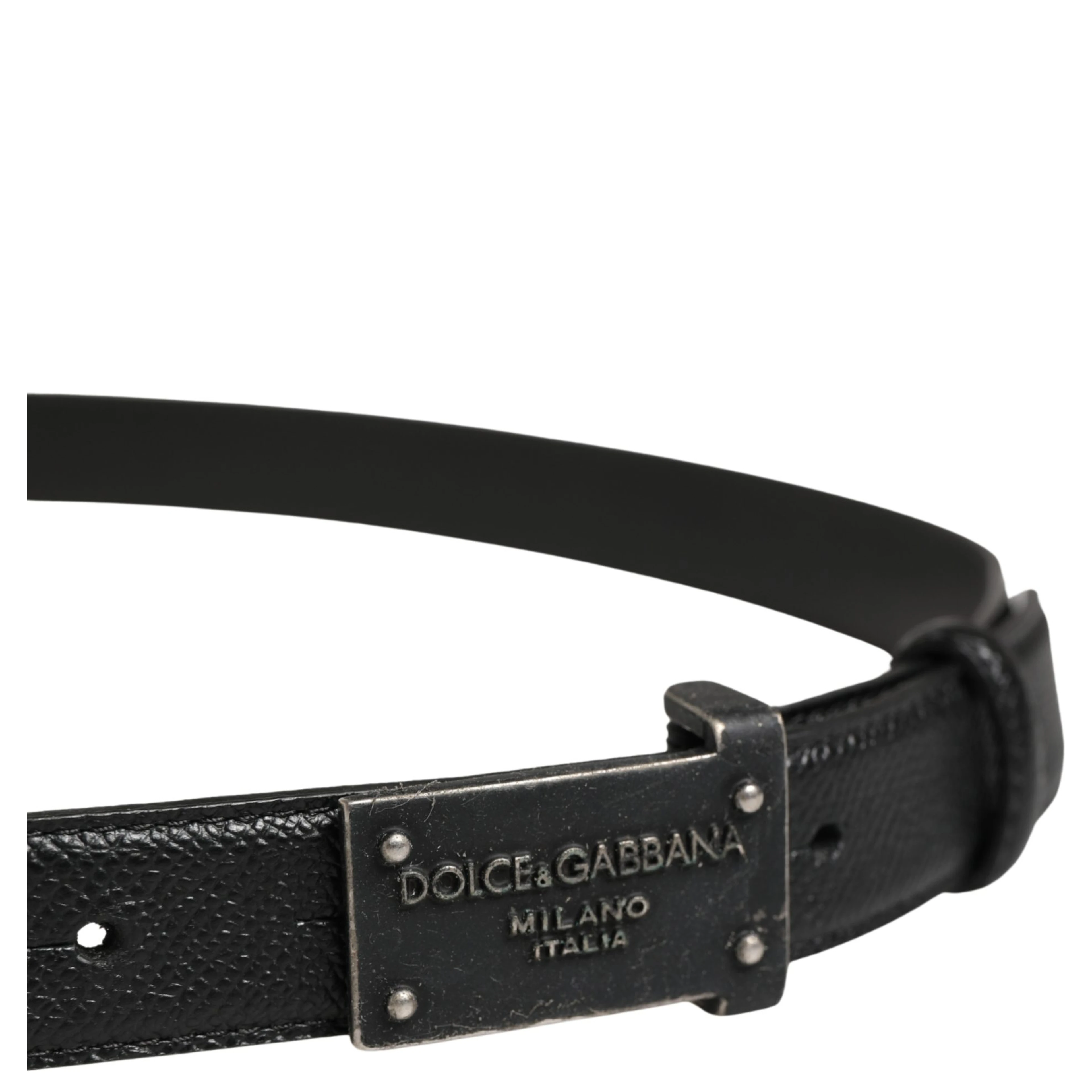 Men Black Calf Leather Logo Metal Buckle Belt