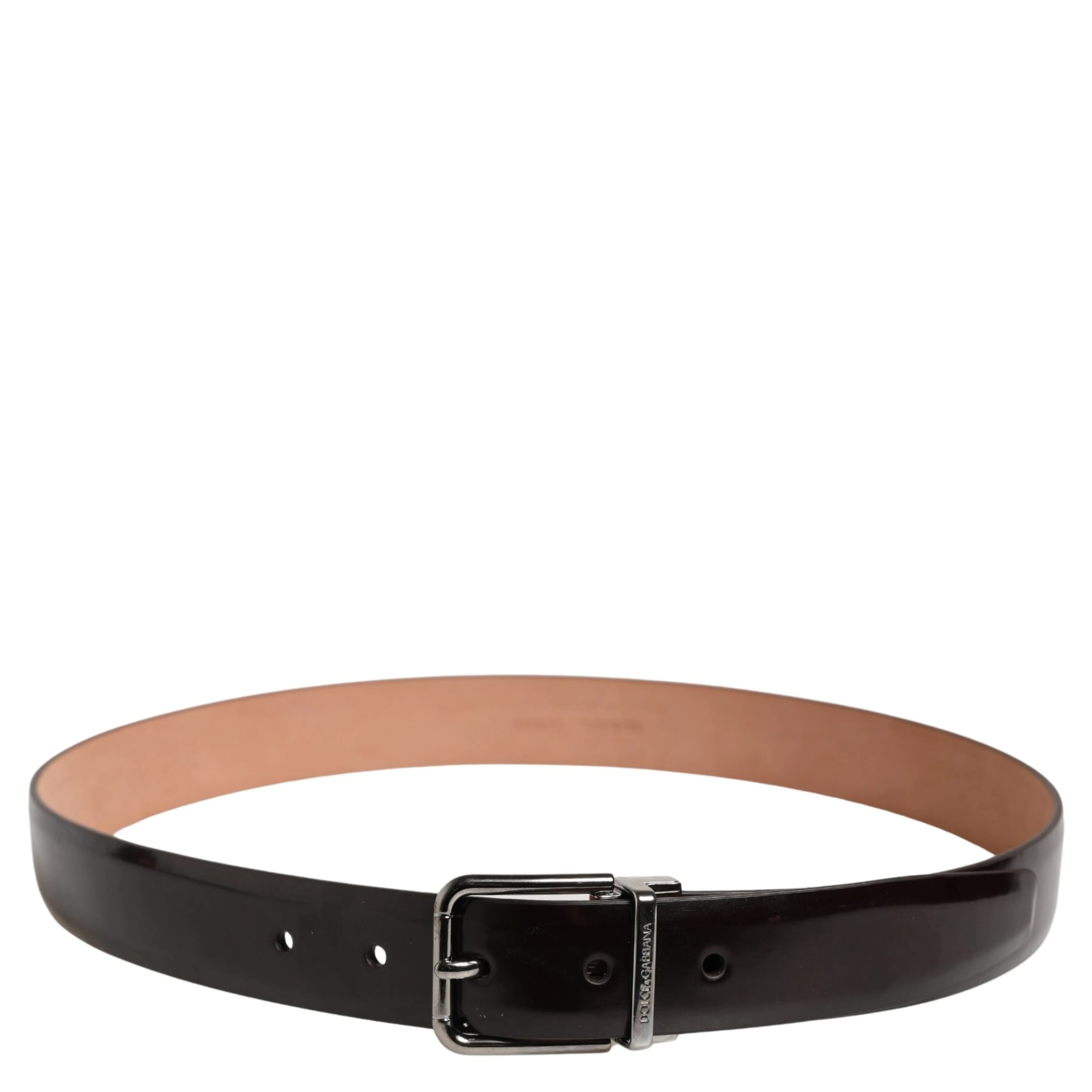 Men Black Calfskin Leather Metal Buckle Belt