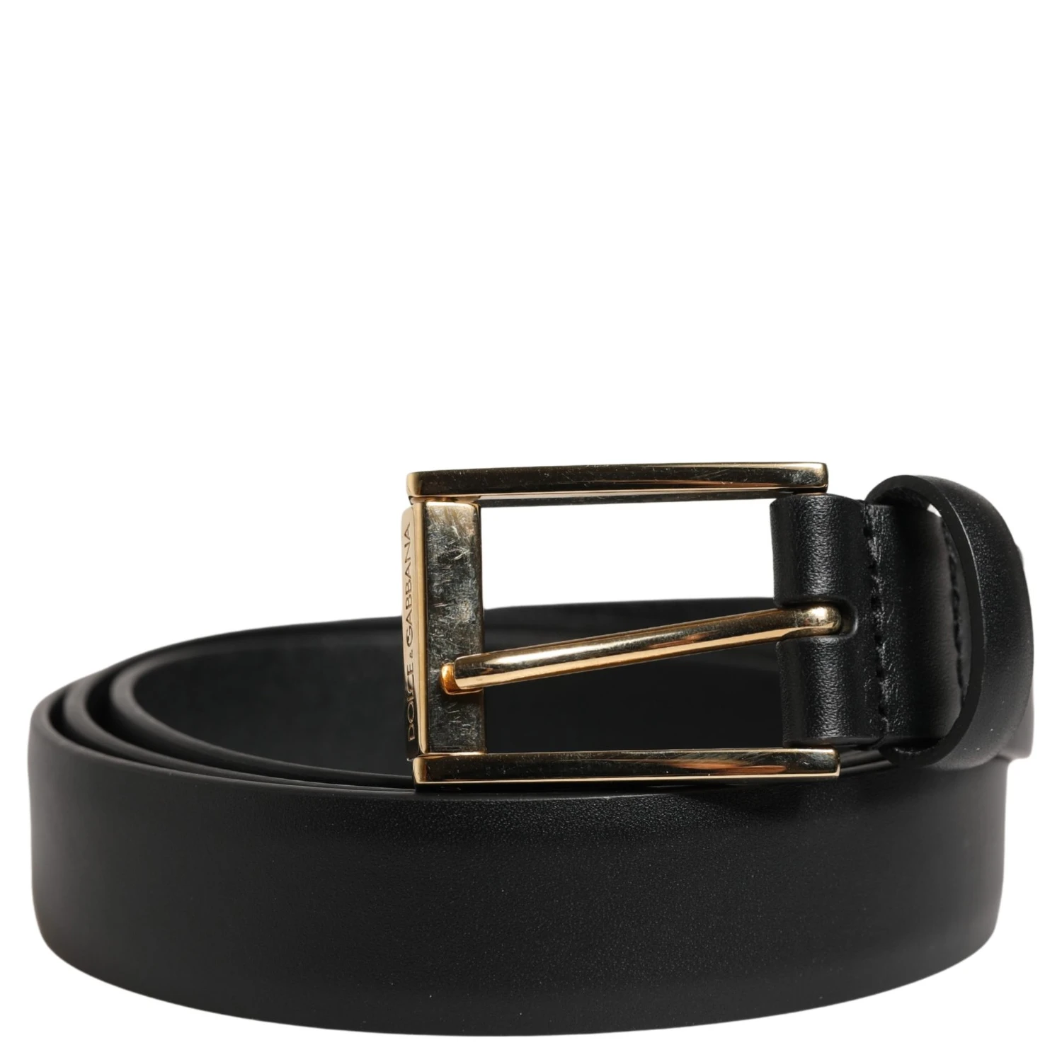 Men Black Classic Leather Metal Buckle Belt