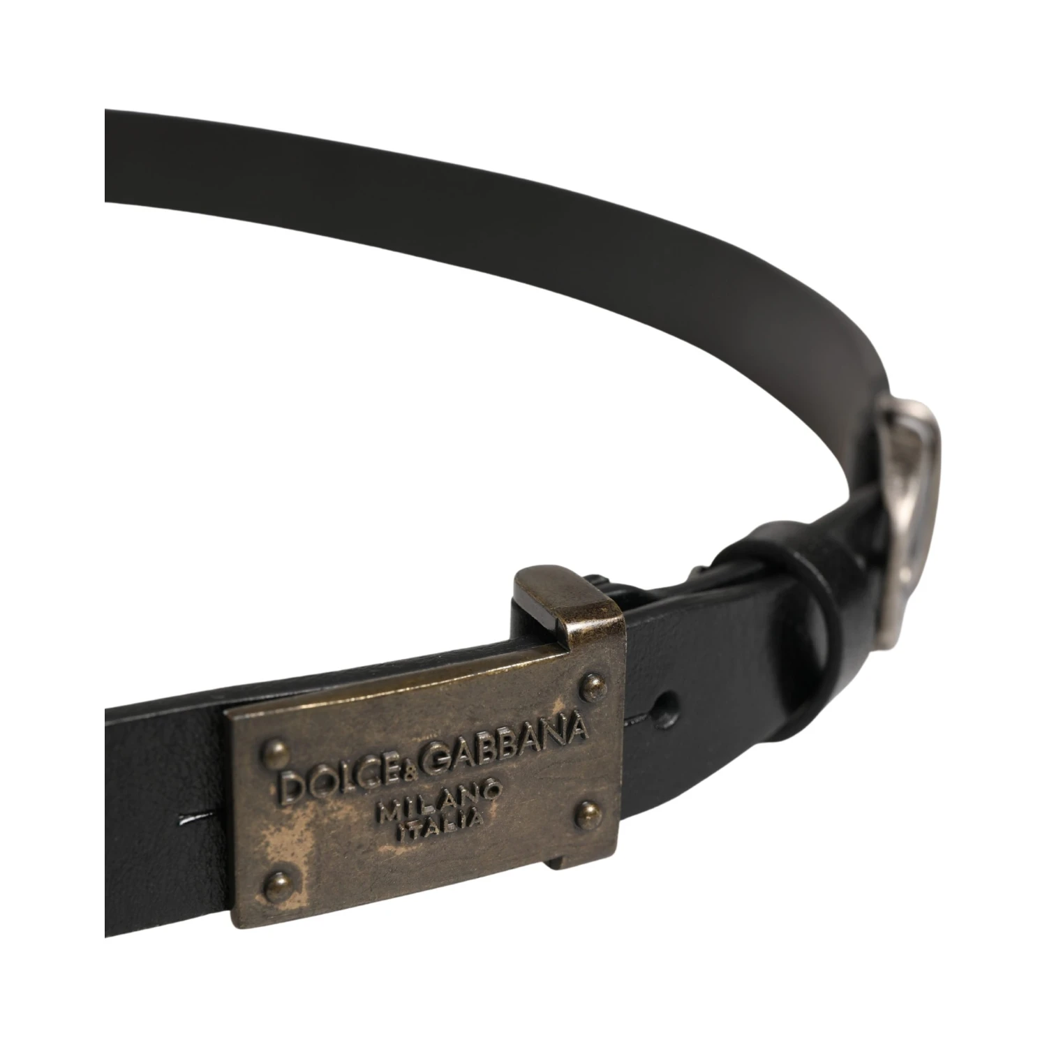 Men Black Classic Leather Logo Buckle Belt