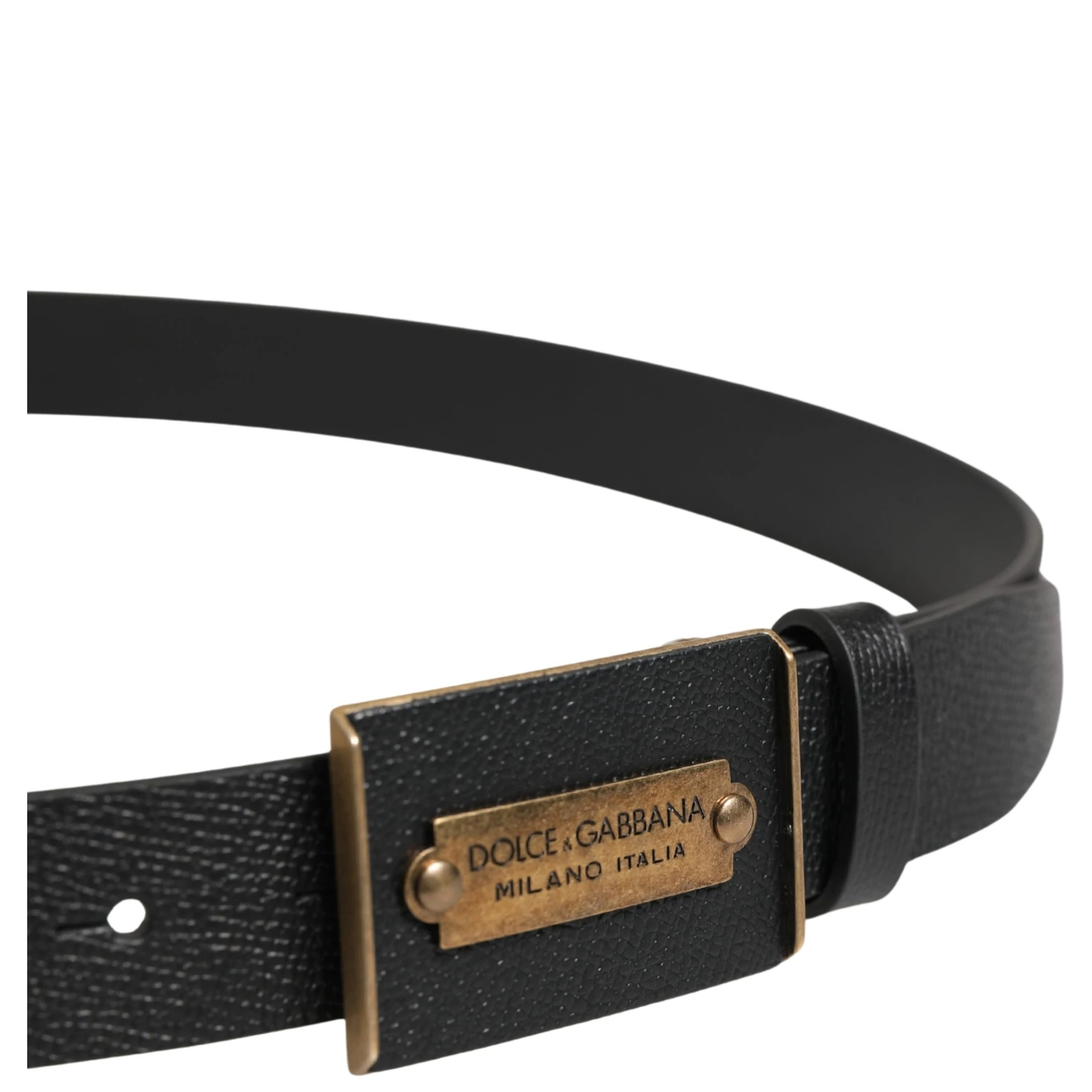 Men Black Calf Leather Metal Buckle Belt