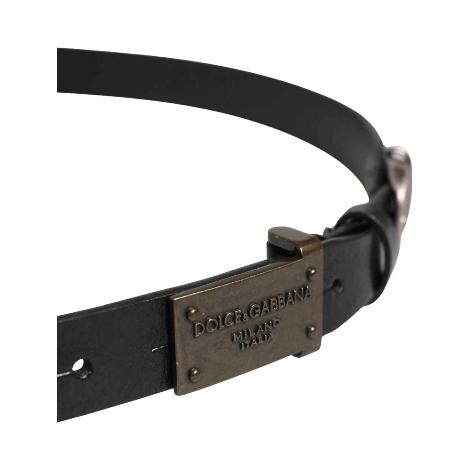Men Black Classic Leather Logo Buckle Belt