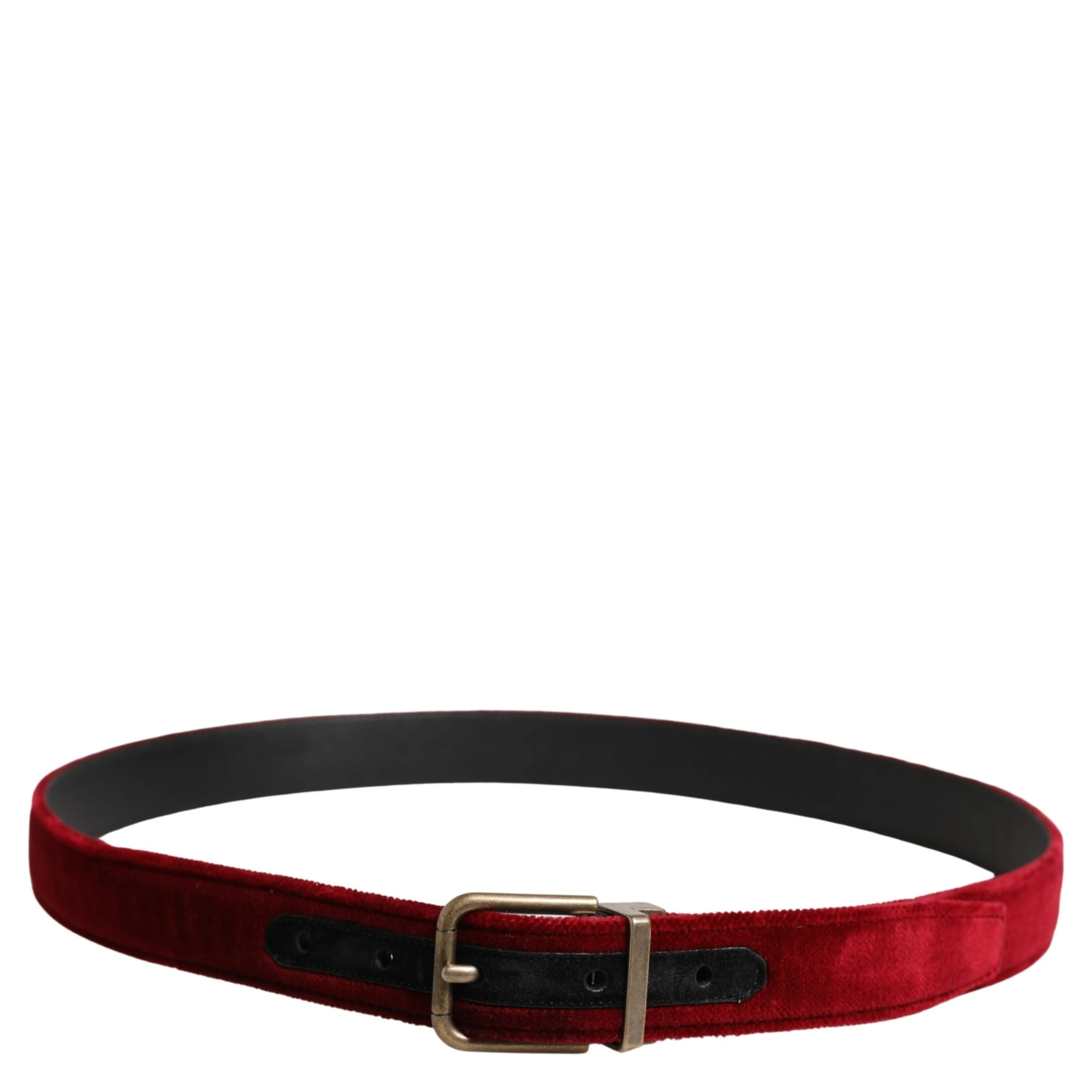 Men Burgundy Velvet Cotton Metal Buckle Belt
