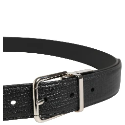 Men Black Classic Leather Metal Buckle Belt