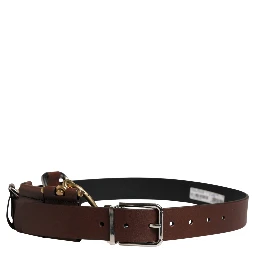 Men Brown Classic Leather Metal Buckle Belt