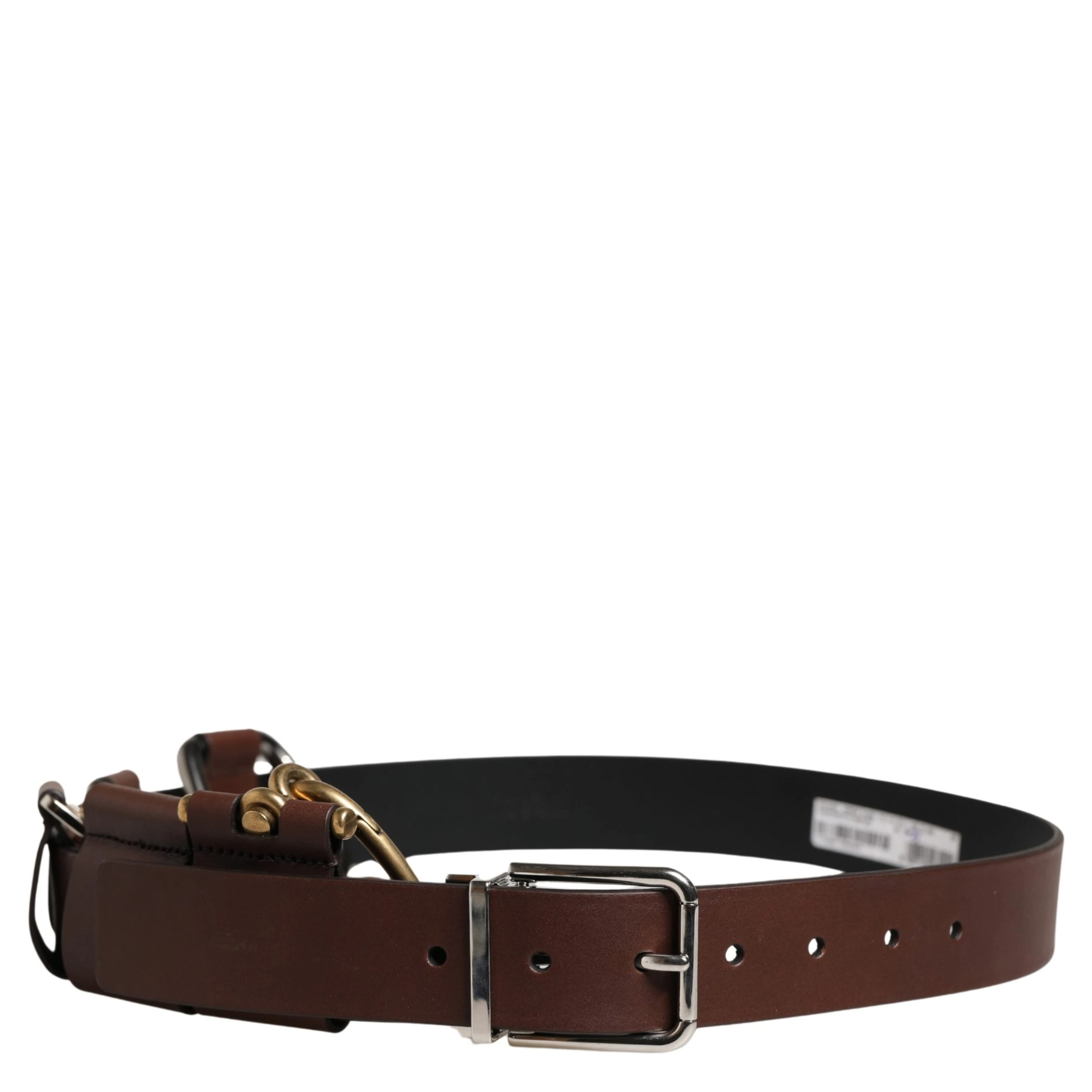 Men Brown Classic Leather Metal Buckle Belt