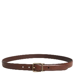 Men Brown Classic Leather Metal Buckle Belt