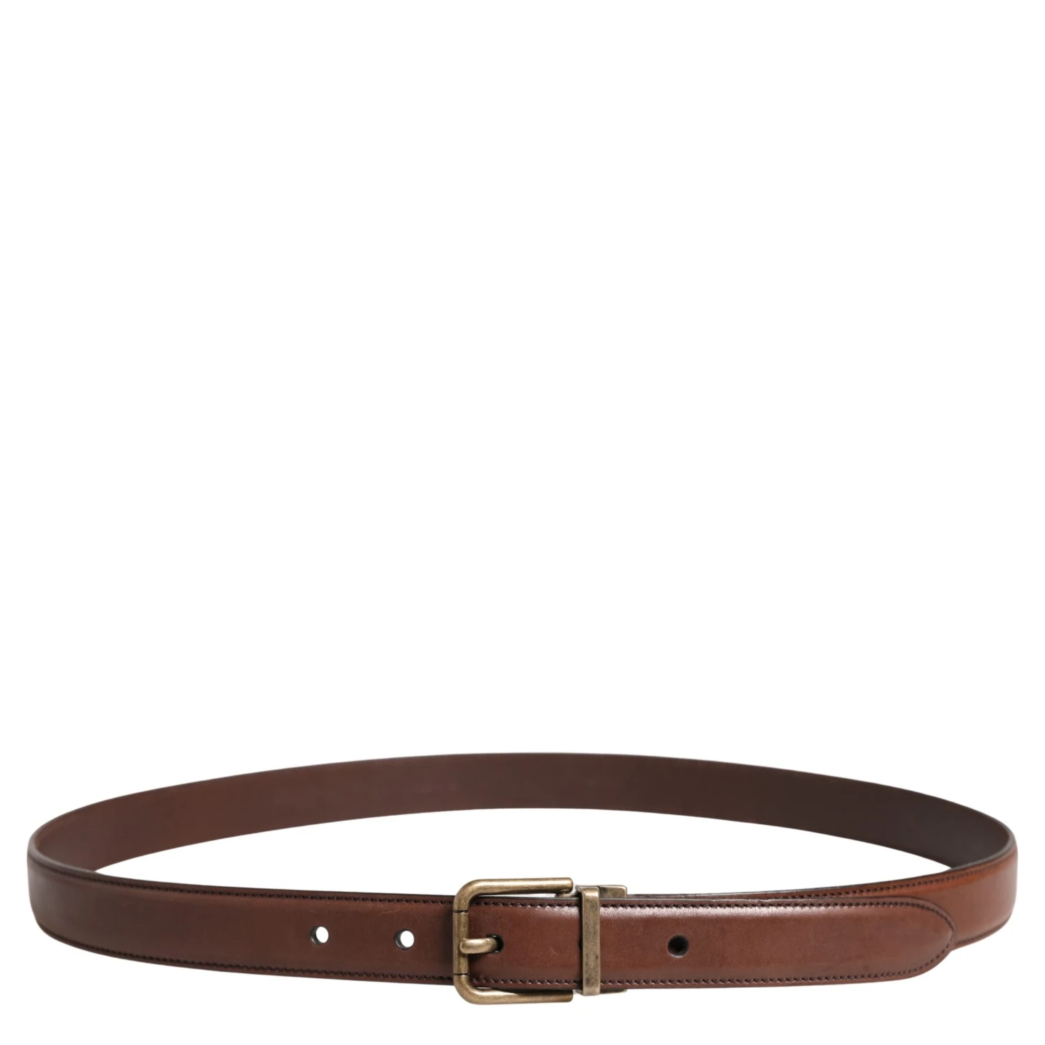 Men Brown Classic Leather Metal Buckle Belt