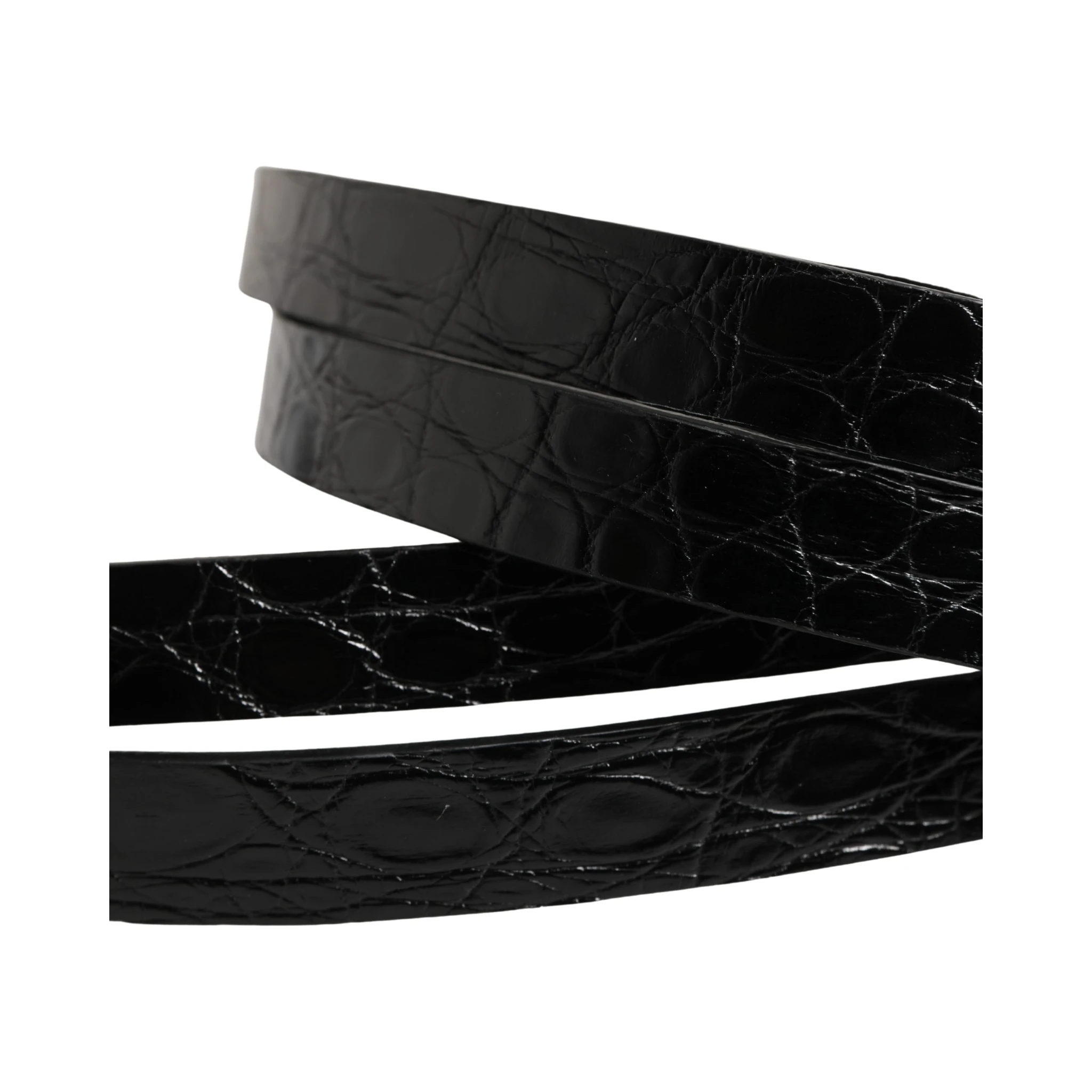 Black Double Strap Leather Silver Buckle Belt