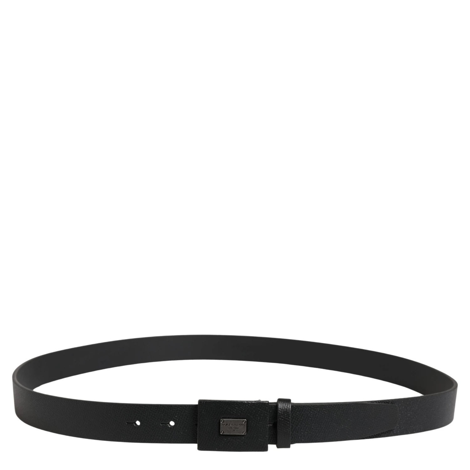 Men Black Calfskin Leather Square Buckle Belt